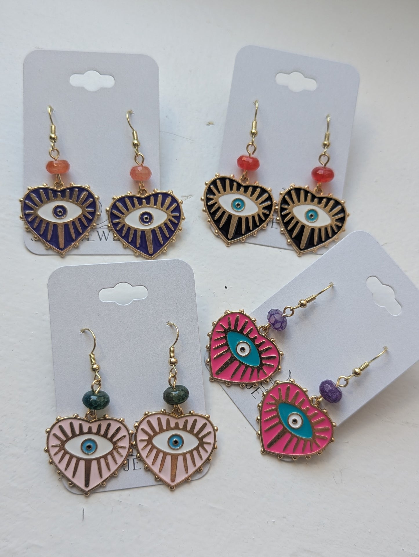 Bright Enamel Evil Eye Heart Earrings