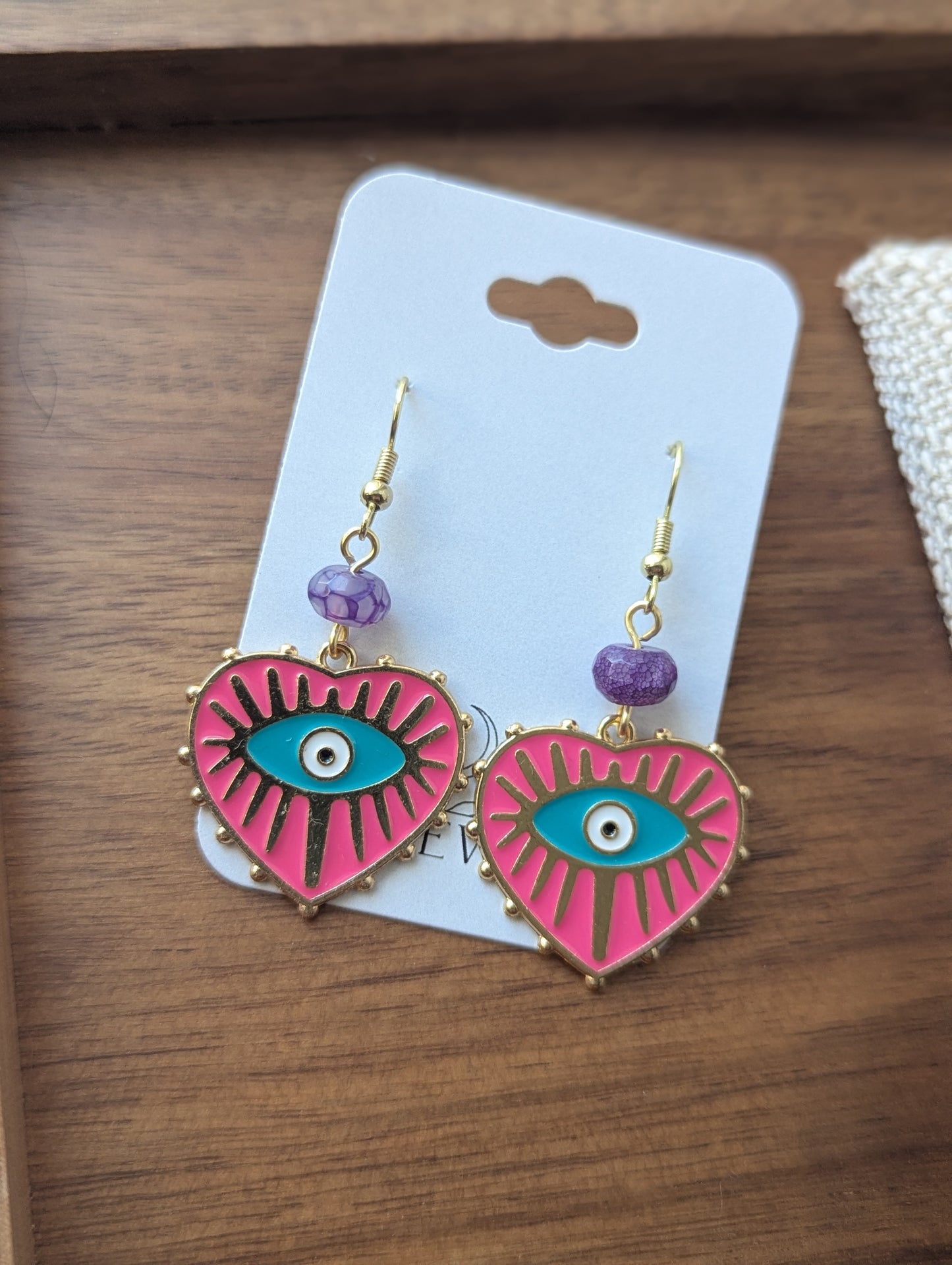 Bright Enamel Evil Eye Heart Earrings