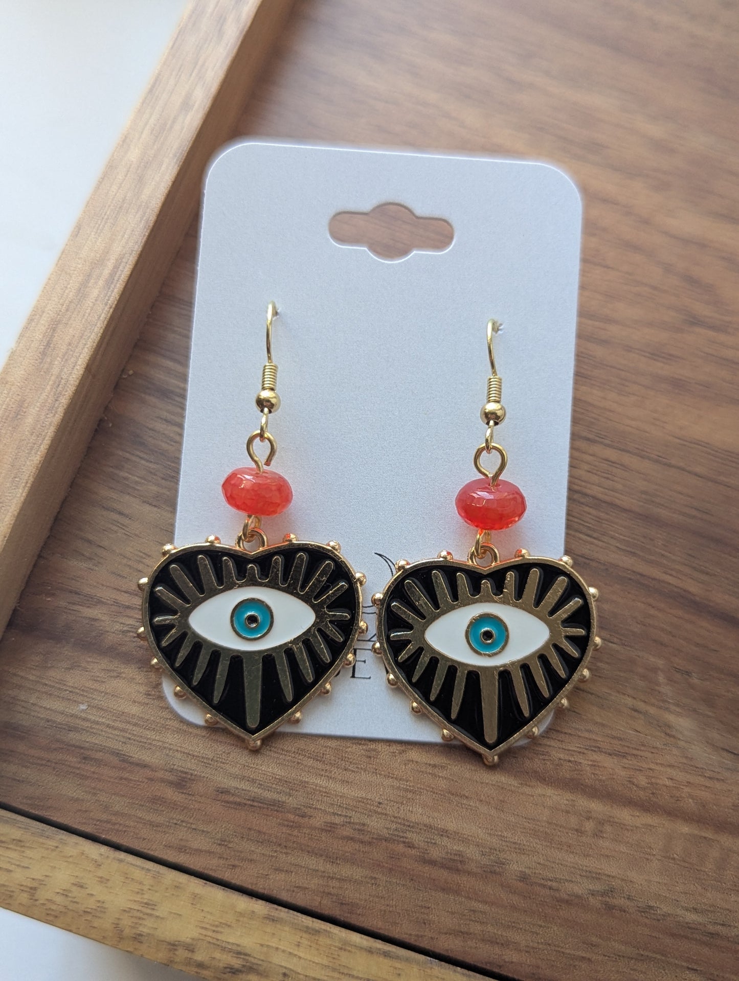 Bright Enamel Evil Eye Heart Earrings