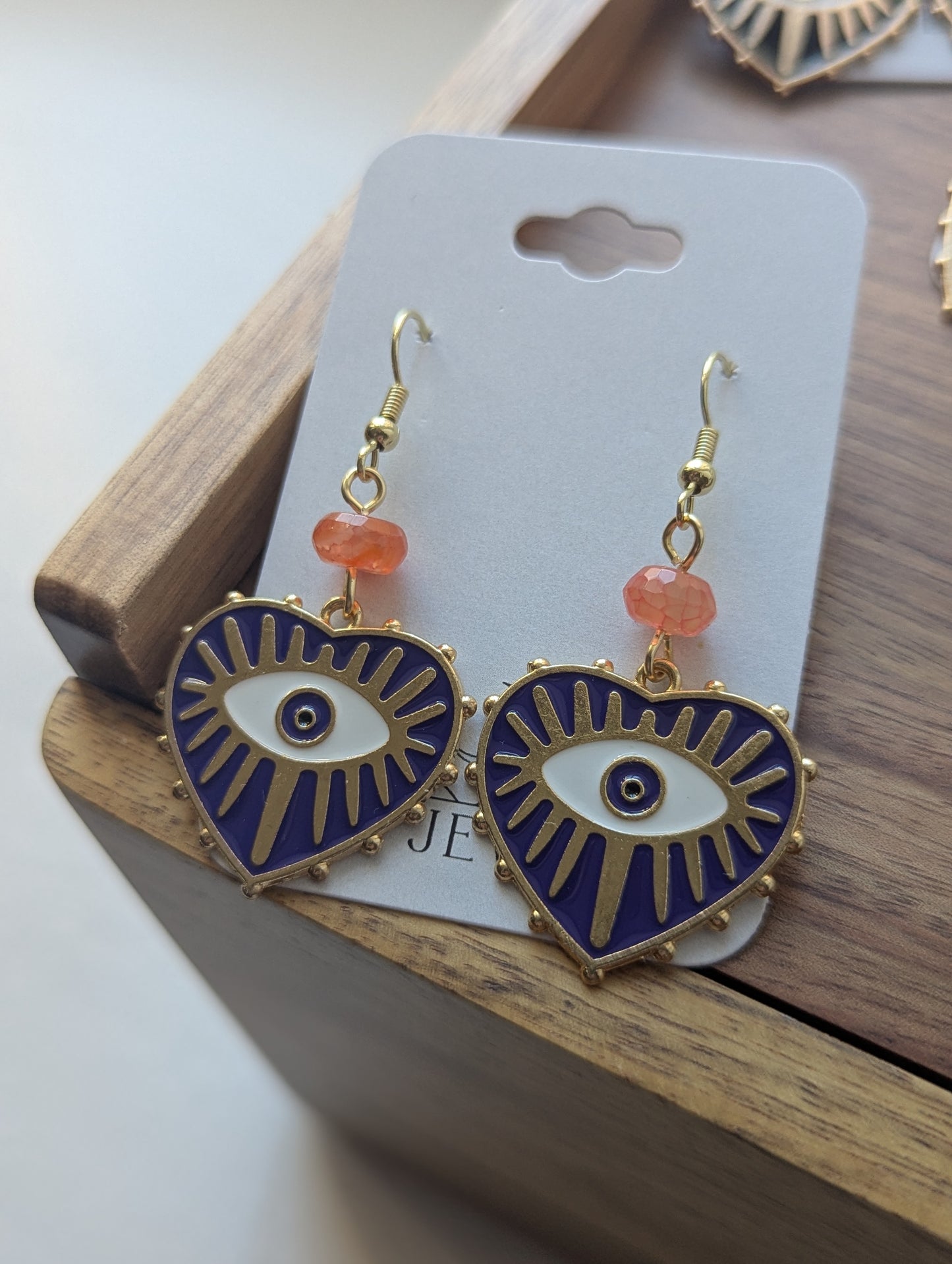 Bright Enamel Evil Eye Heart Earrings