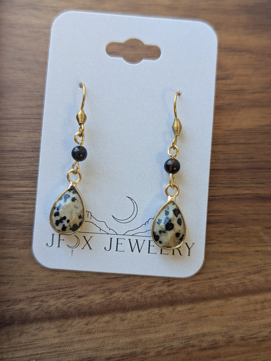 Dalmatian Jasper Tear Drop Earrings