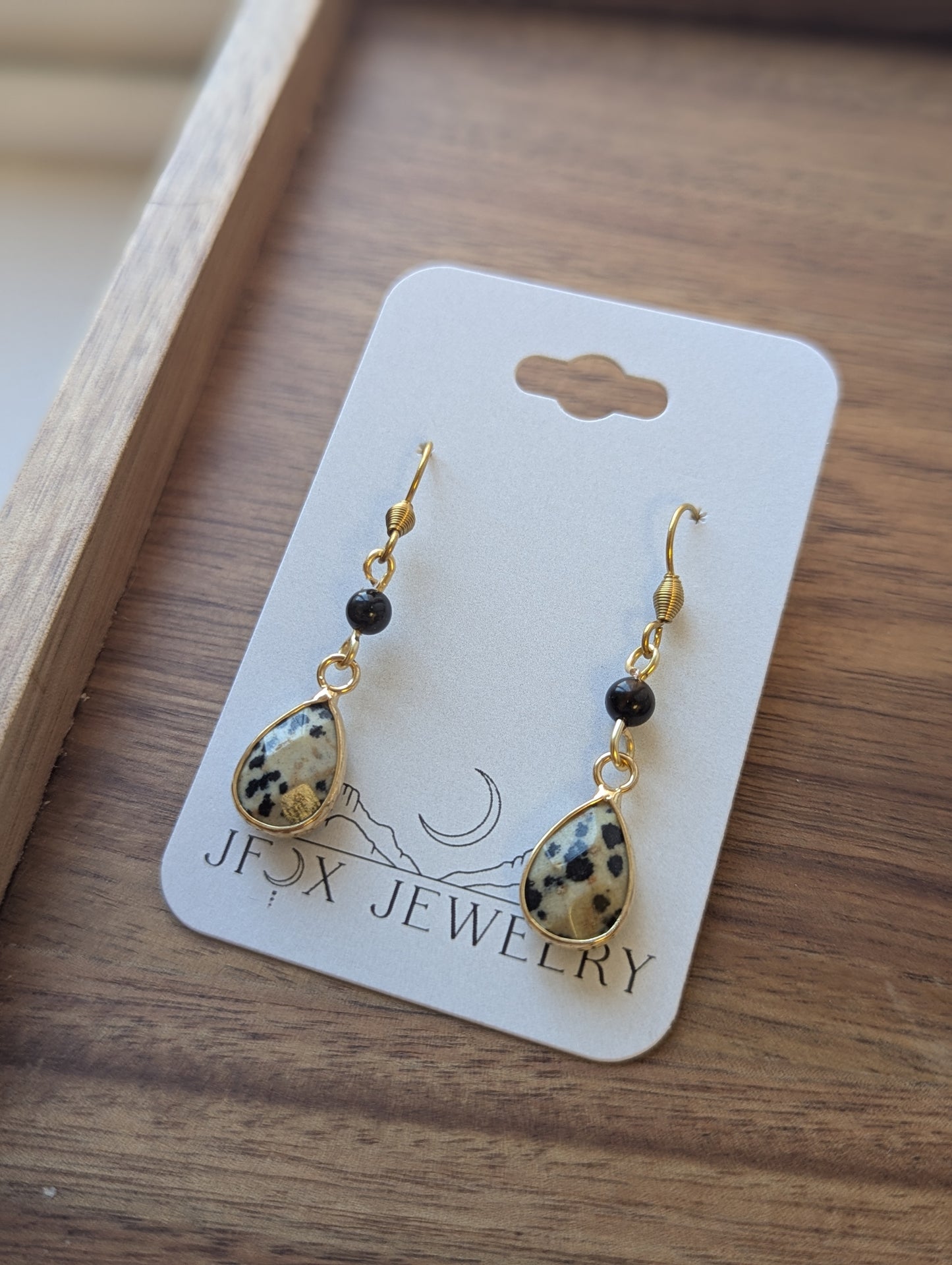 Dalmatian Jasper Tear Drop Earrings