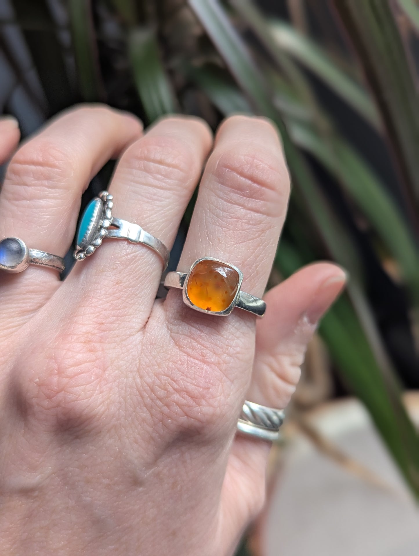 Carnelian Square Sterling Silver Ring (Ready to Ship) Size 8.5
