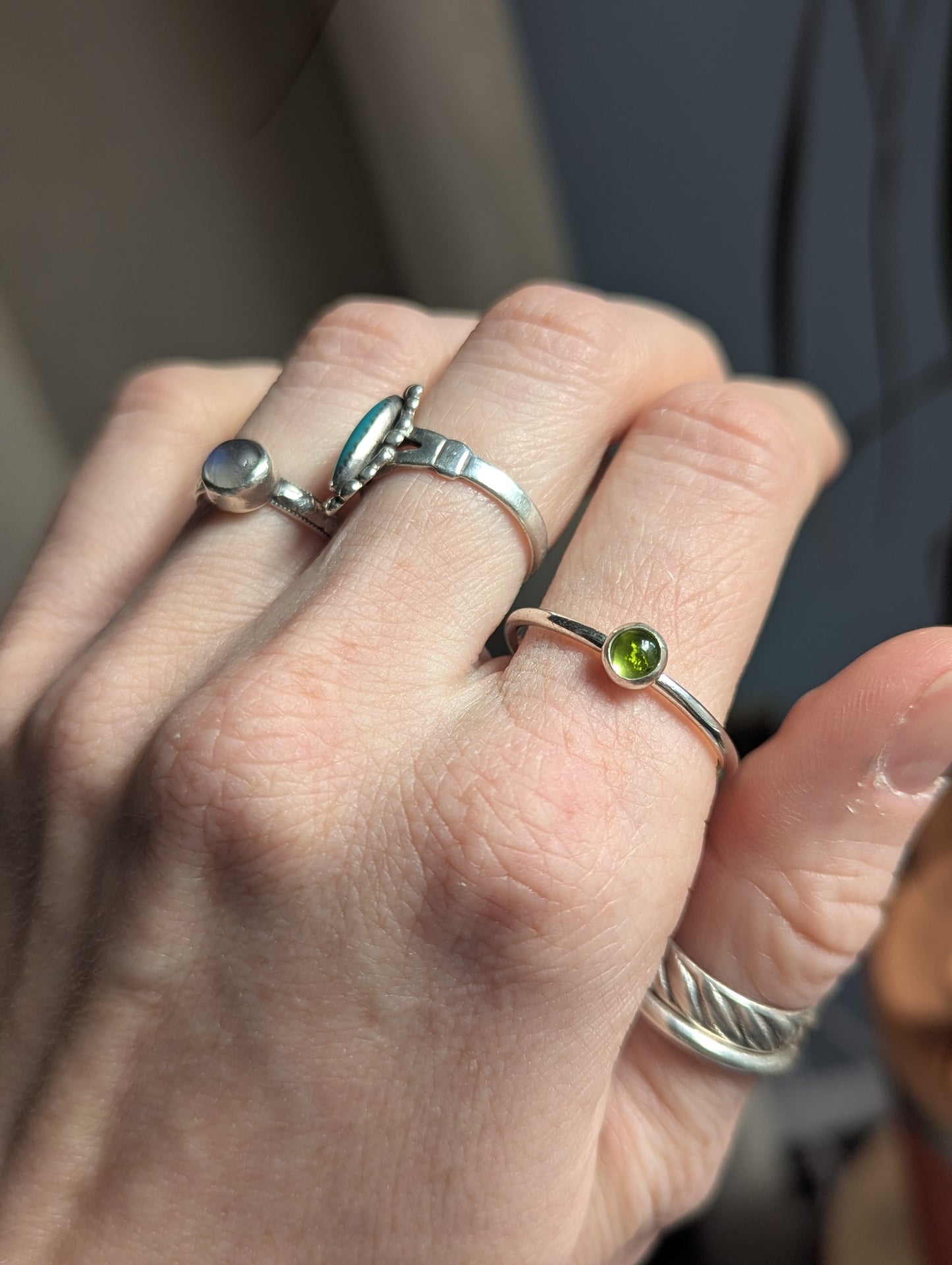 5mm Peridot Silver Stacker Ring (Made To Order - various sizes available)