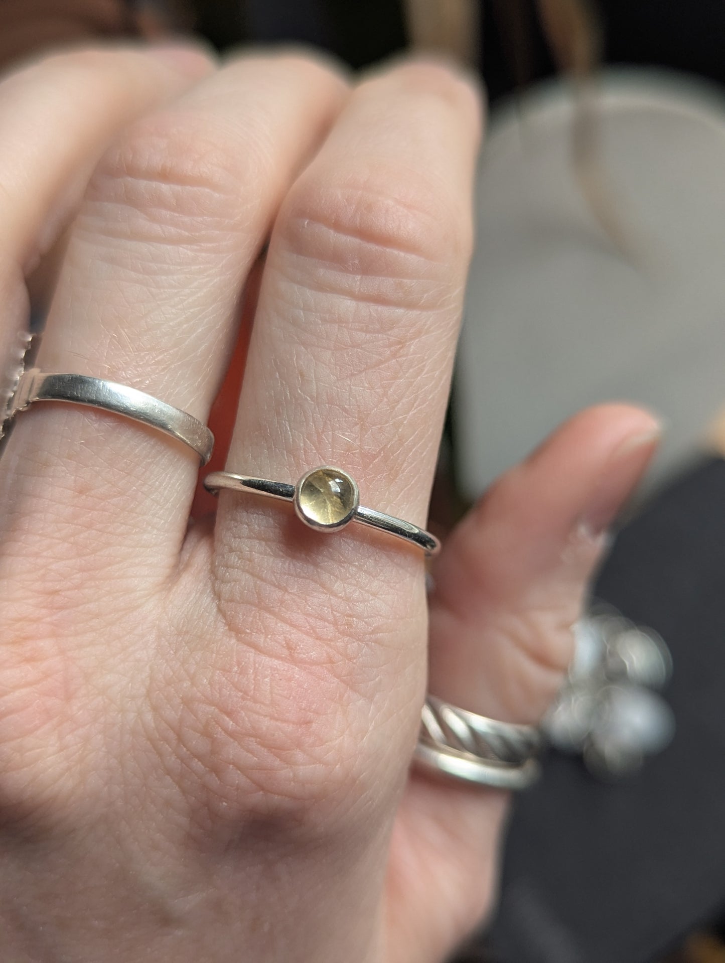 5mm Citrine Silver Stacker Ring (Made To Order - various sizes available)