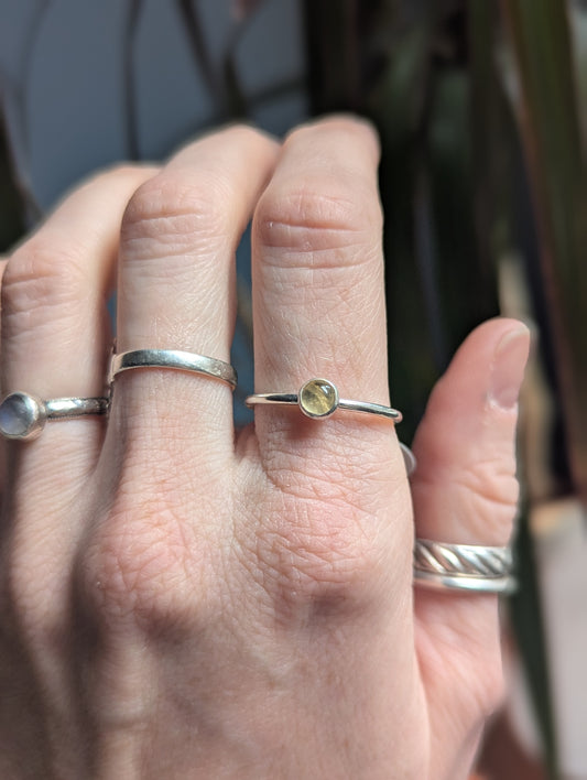 5mm Citrine Silver Stacker Ring (Made To Order - various sizes available)