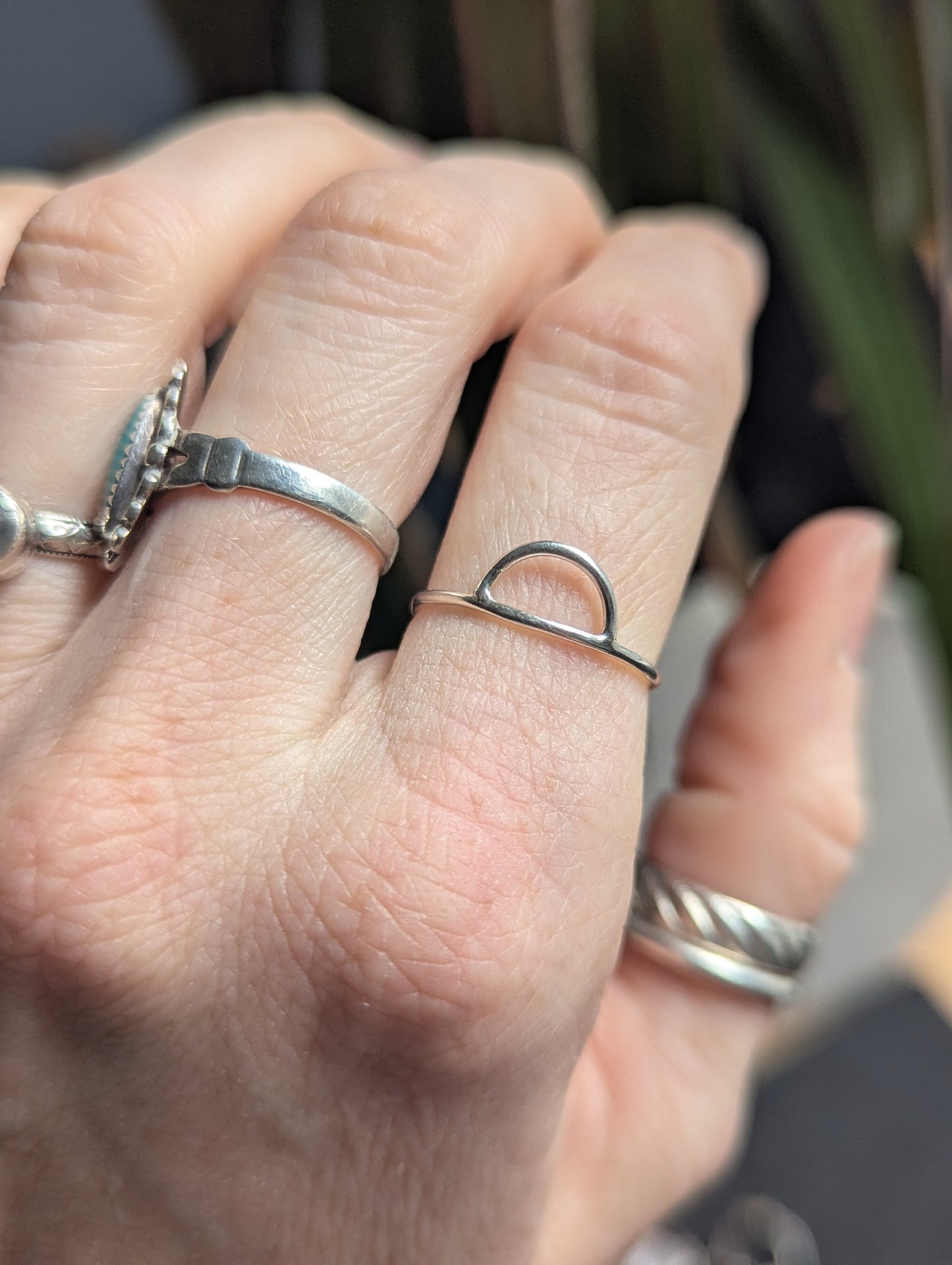 Arch Rainbow Silver Wire Sterling Ring (ready to ship) Size 7