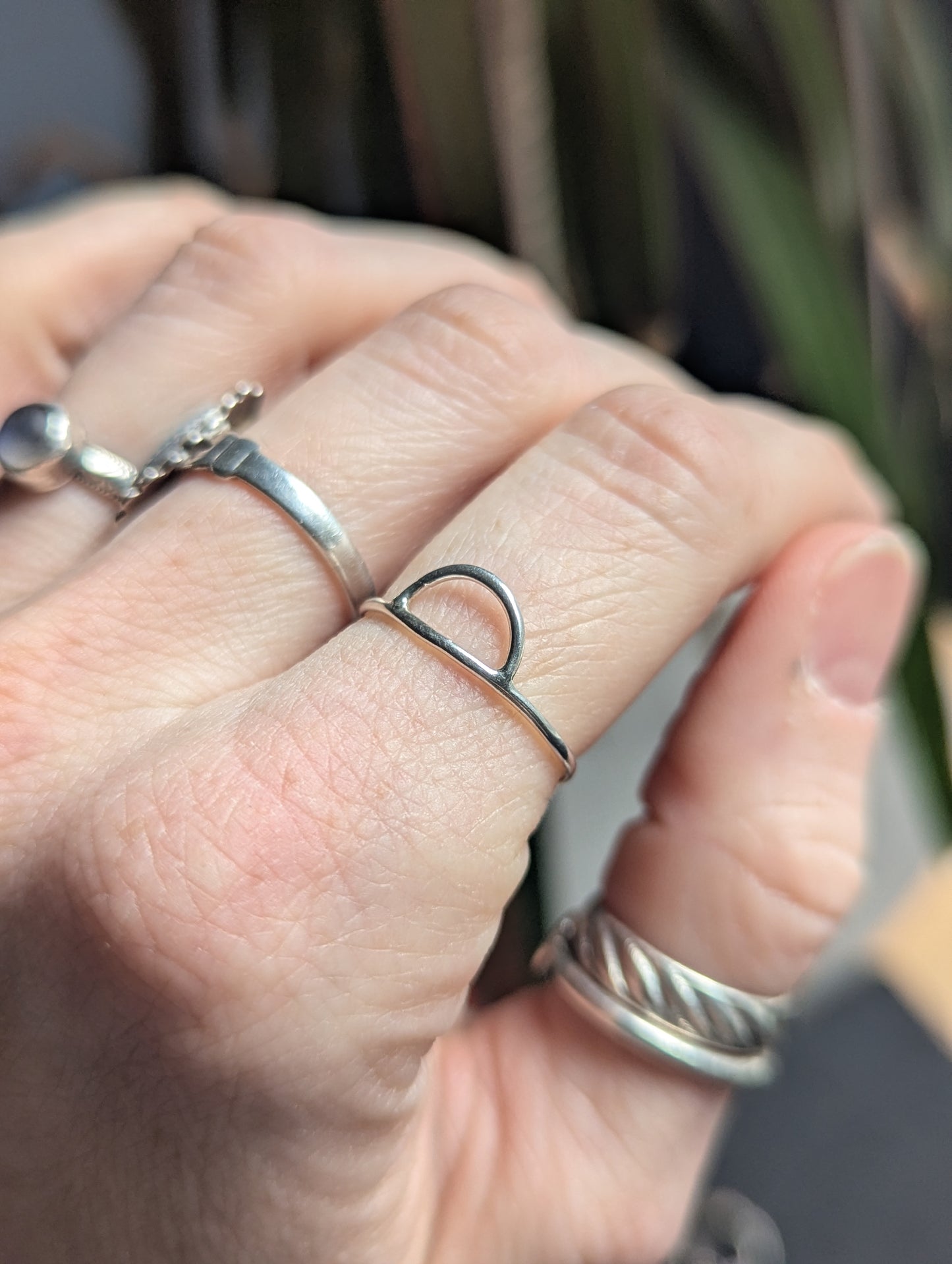 Arch Rainbow Silver Wire Sterling Ring (ready to ship) Size 7
