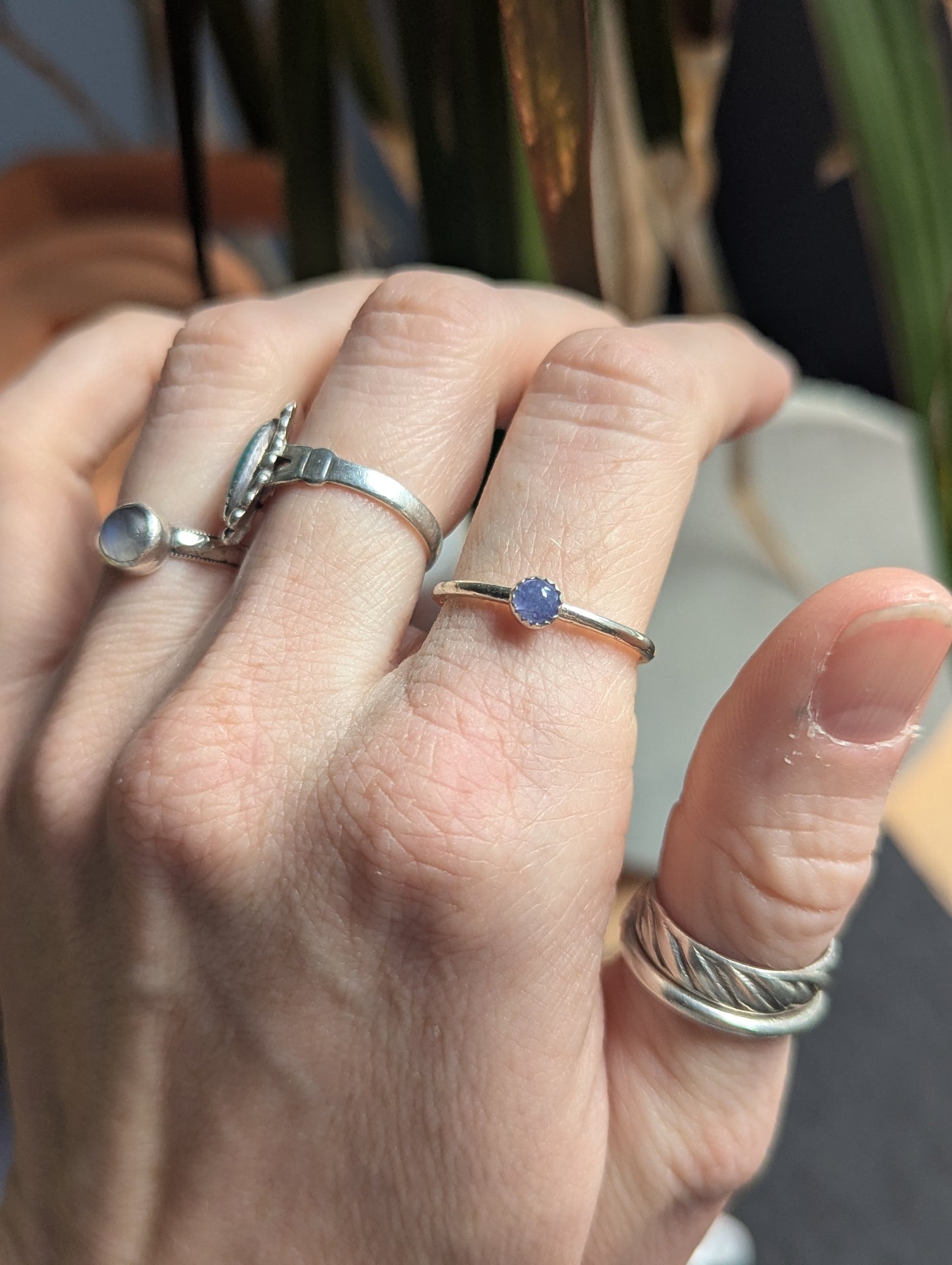 4mm Tanzanite Silver Stacker Ring (Made To Order - various sizes available)