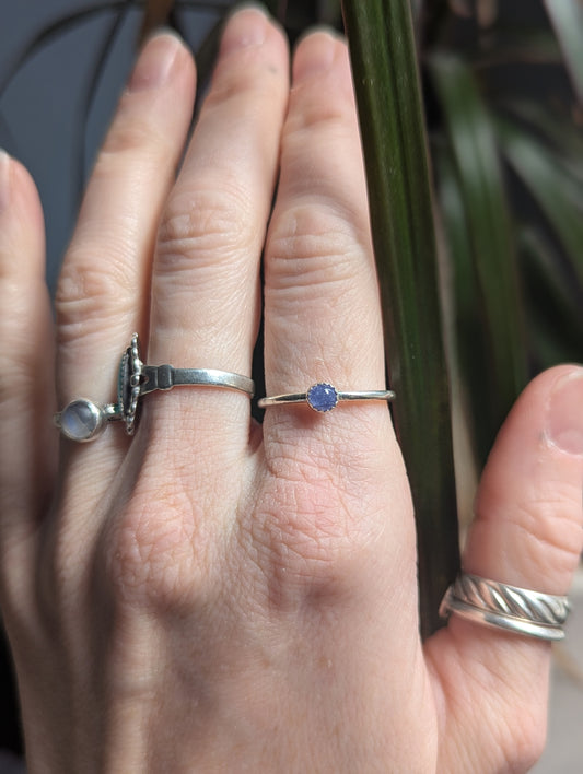 4mm Tanzanite Silver Stacker Ring (Made To Order - various sizes available)