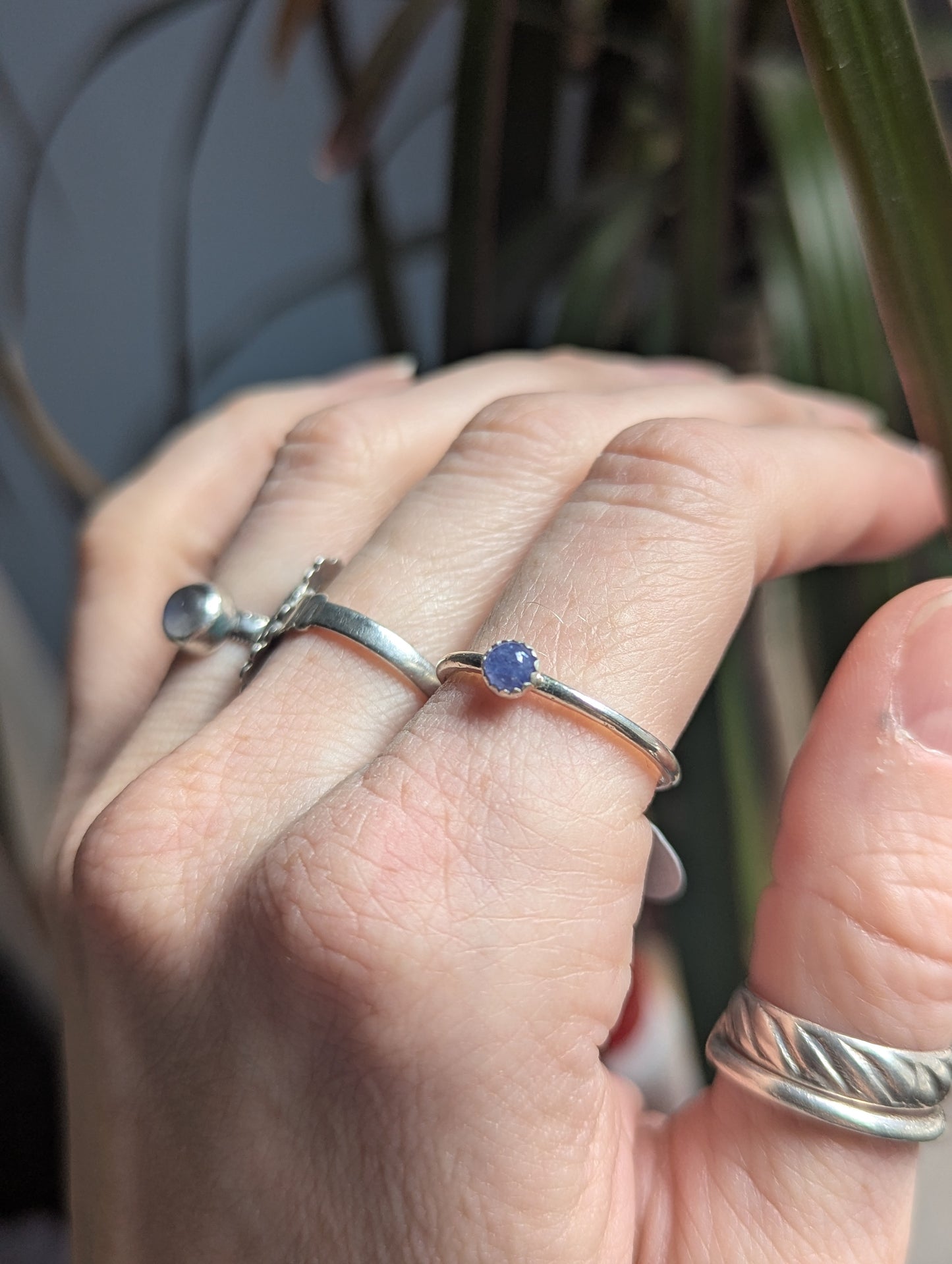 4mm Tanzanite Silver Stacker Ring (Made To Order - various sizes available)