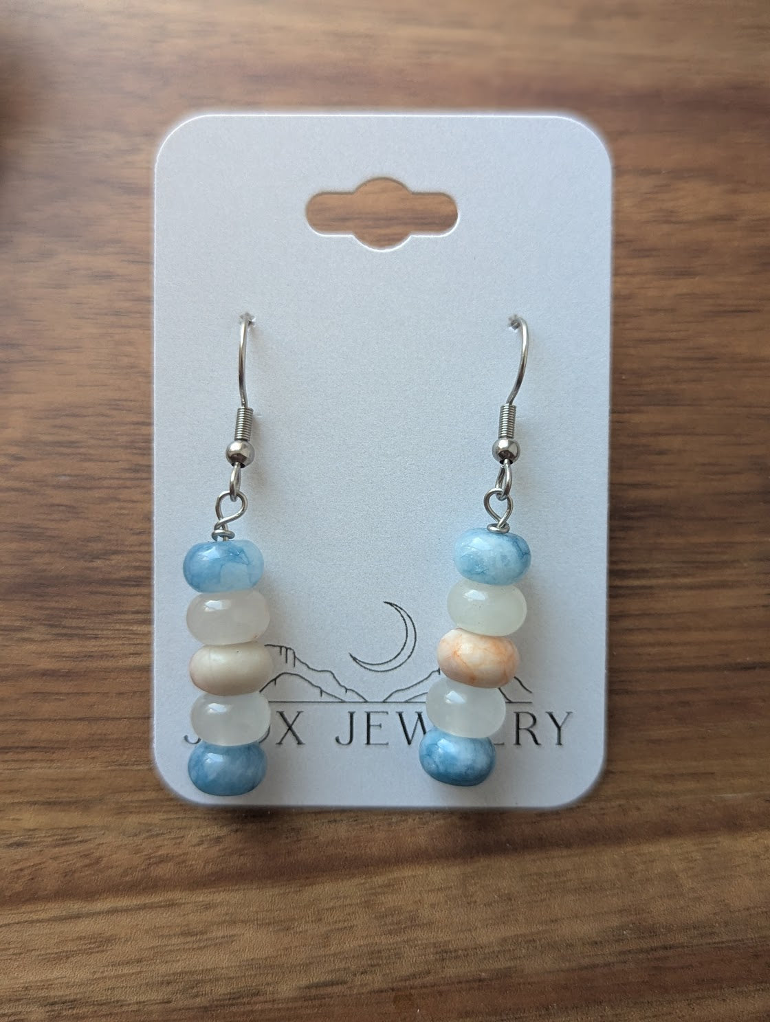 Pink and Blue Gemstone Drop Earrings (Silver or Gold)