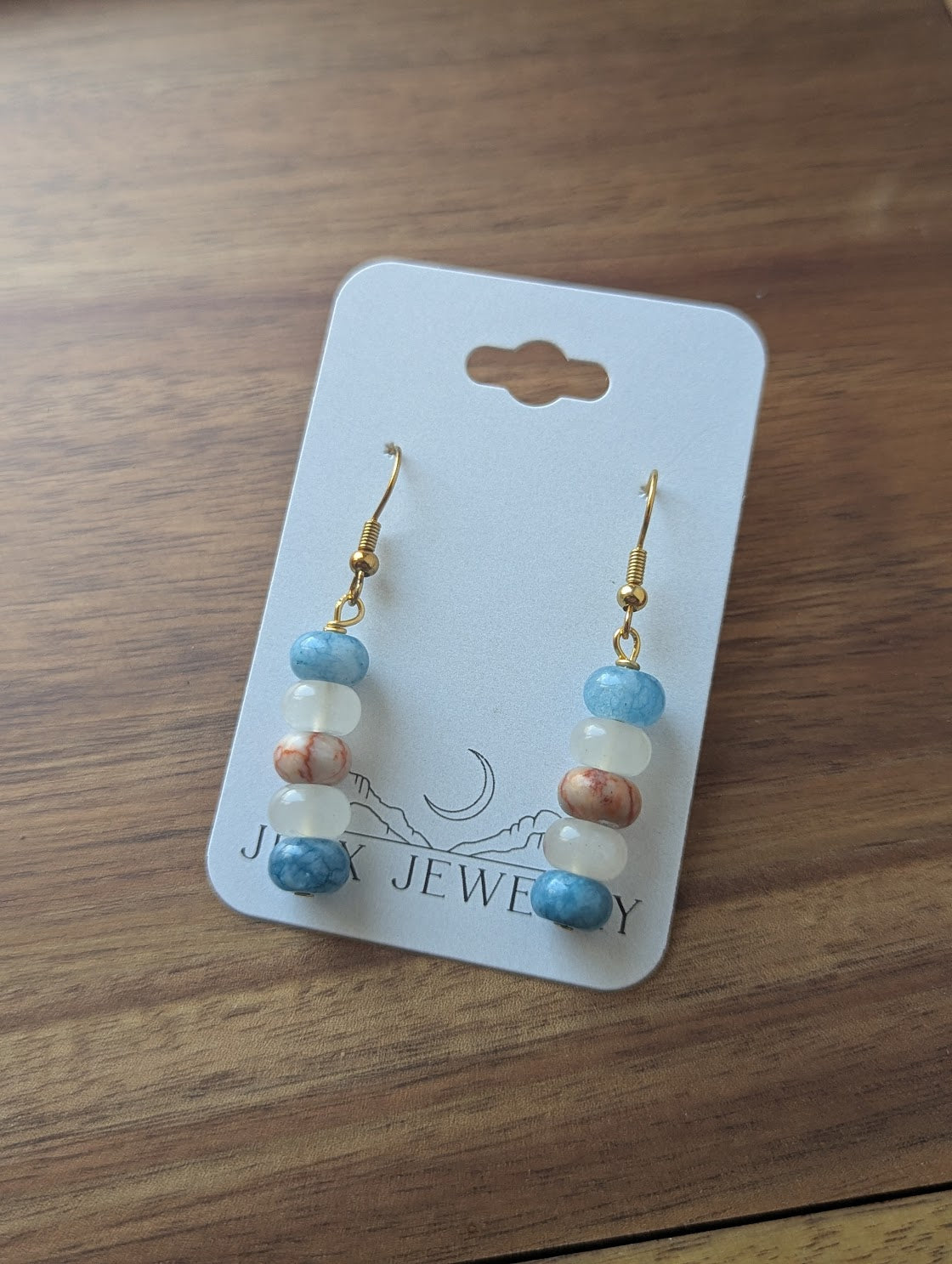 Pink and Blue Gemstone Drop Earrings (Silver or Gold)