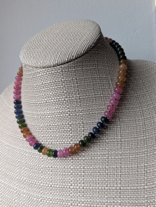 Gemmy Tourmaline Rondelle Beaded Necklace