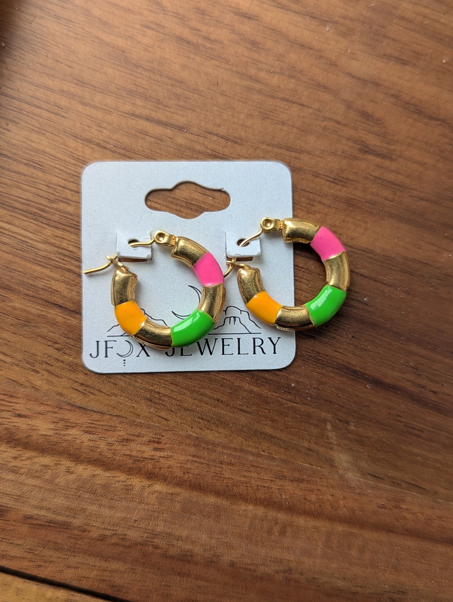 Bright Color Enamel Gold Hoops