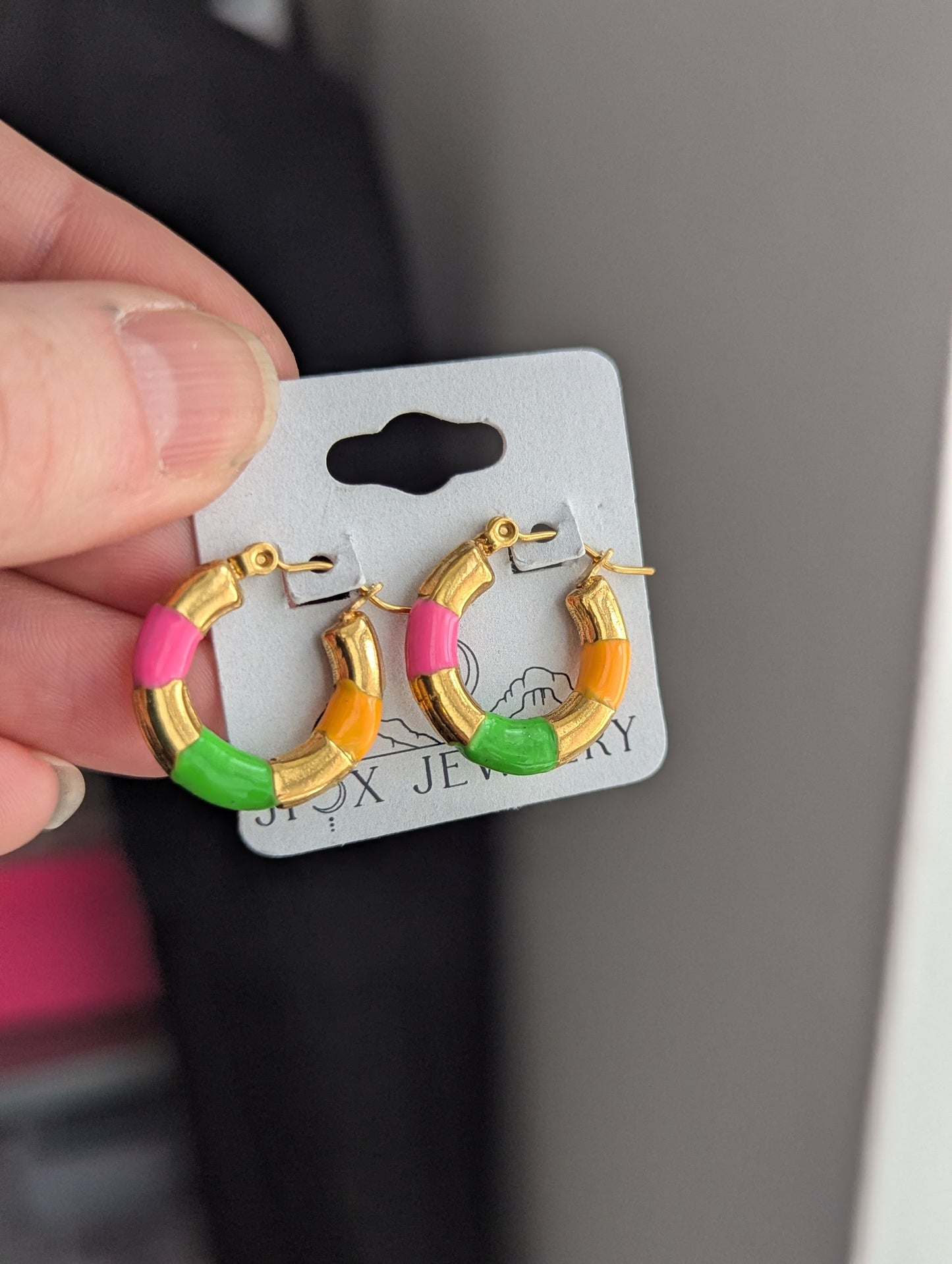 Bright Color Enamel Gold Hoops