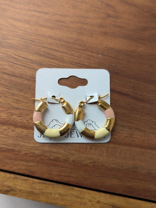 Pastel Color Enamel Gold Hoops