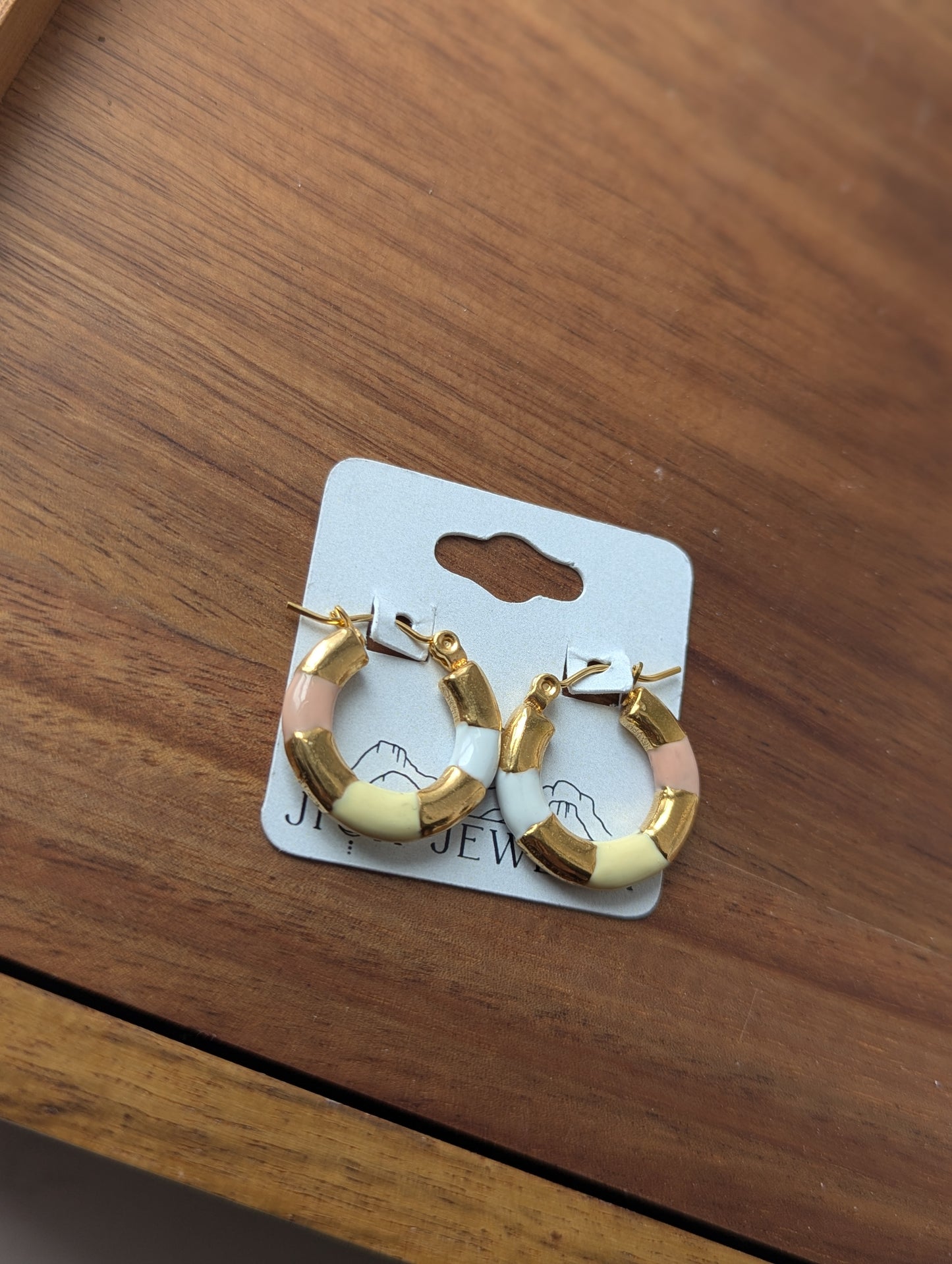 Pastel Color Enamel Gold Hoops