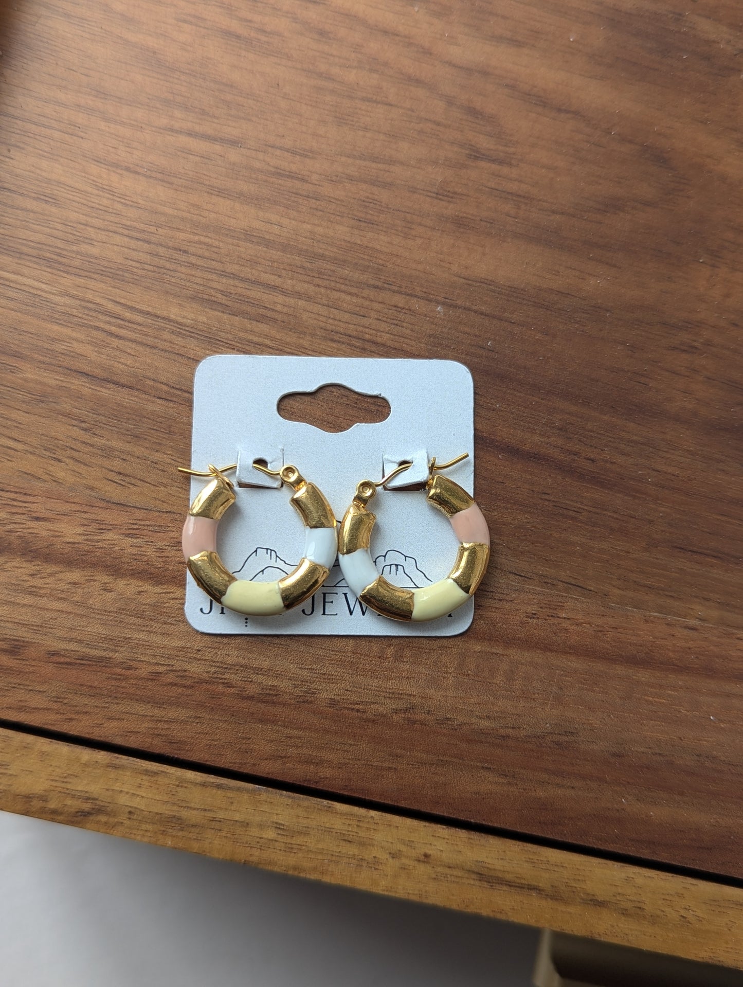 Pastel Color Enamel Gold Hoops