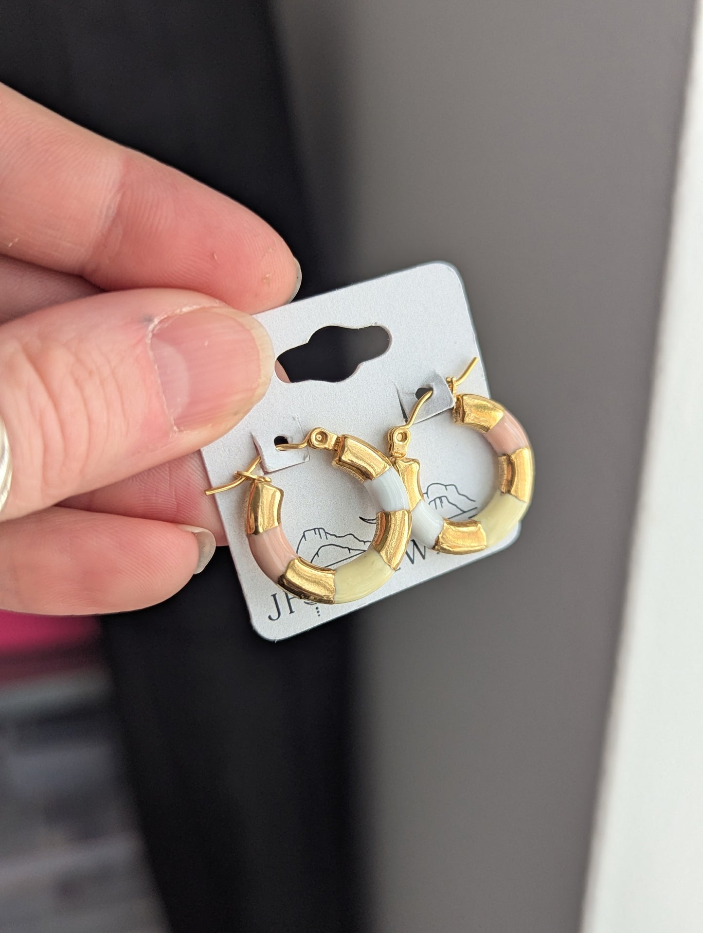 Pastel Color Enamel Gold Hoops