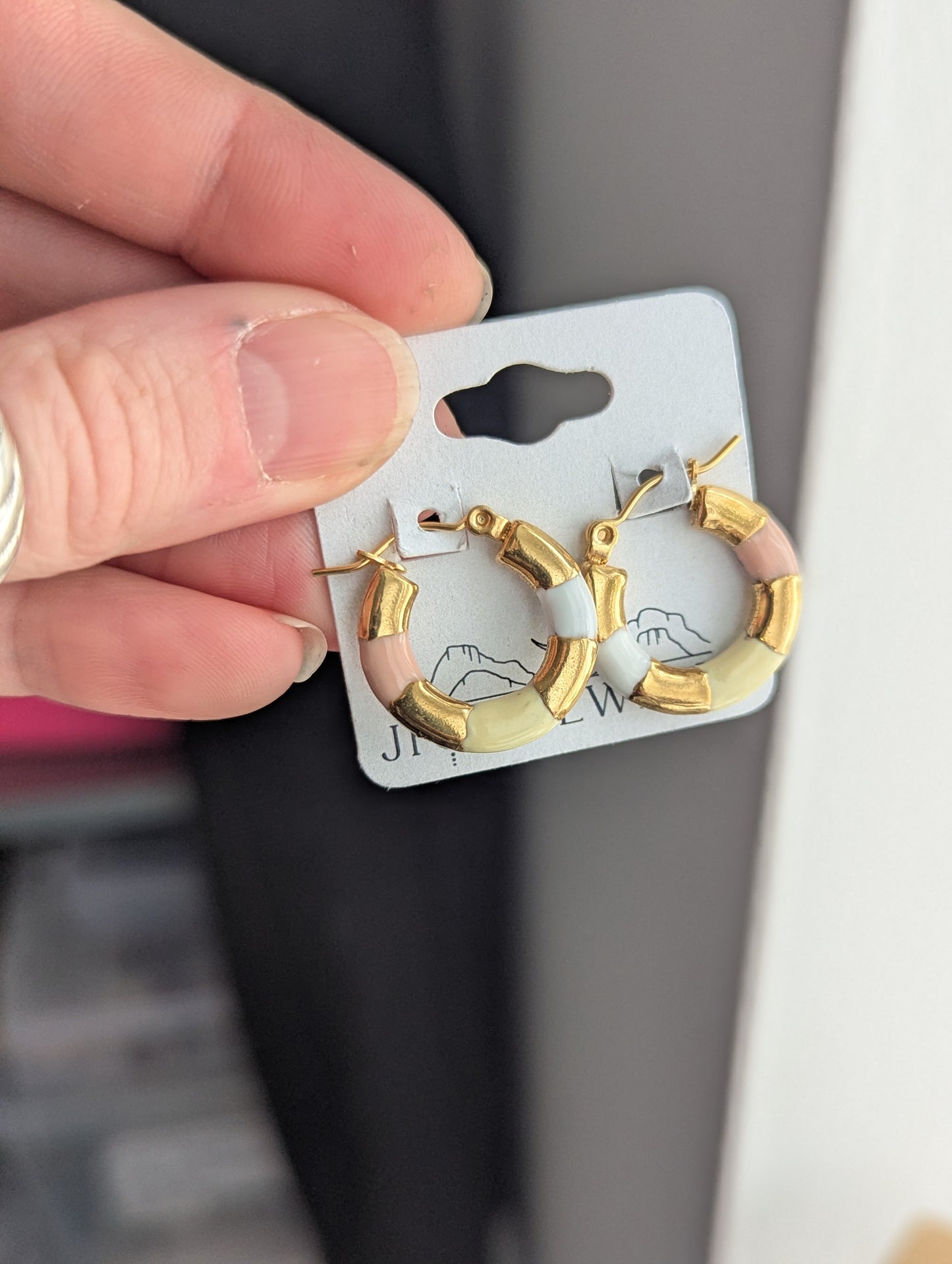 Pastel Color Enamel Gold Hoops