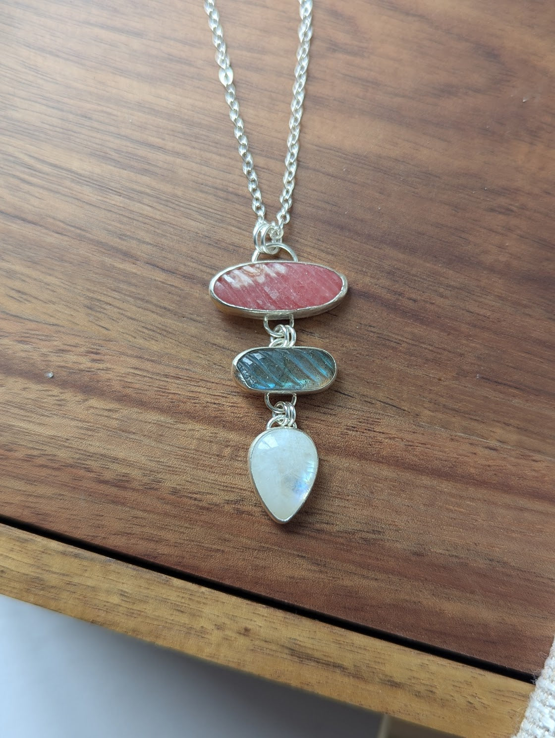 Carved Trio Sterling Silver Necklace