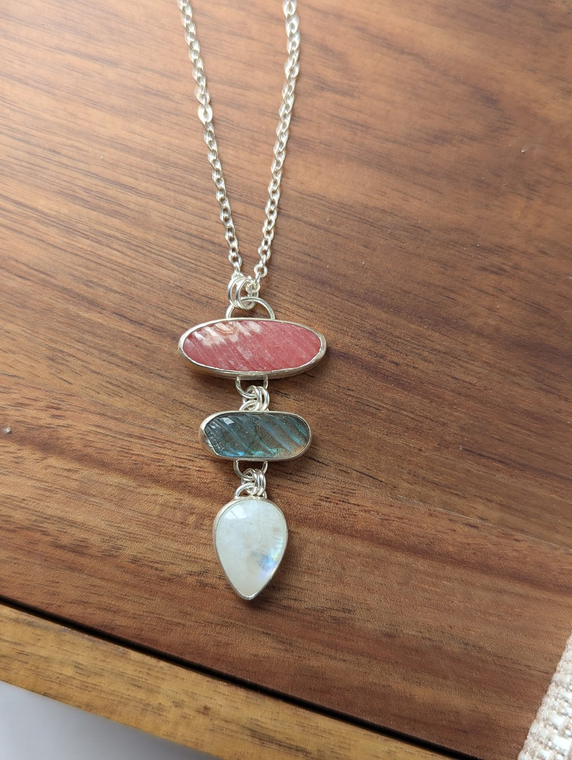 Carved Trio Sterling Silver Necklace