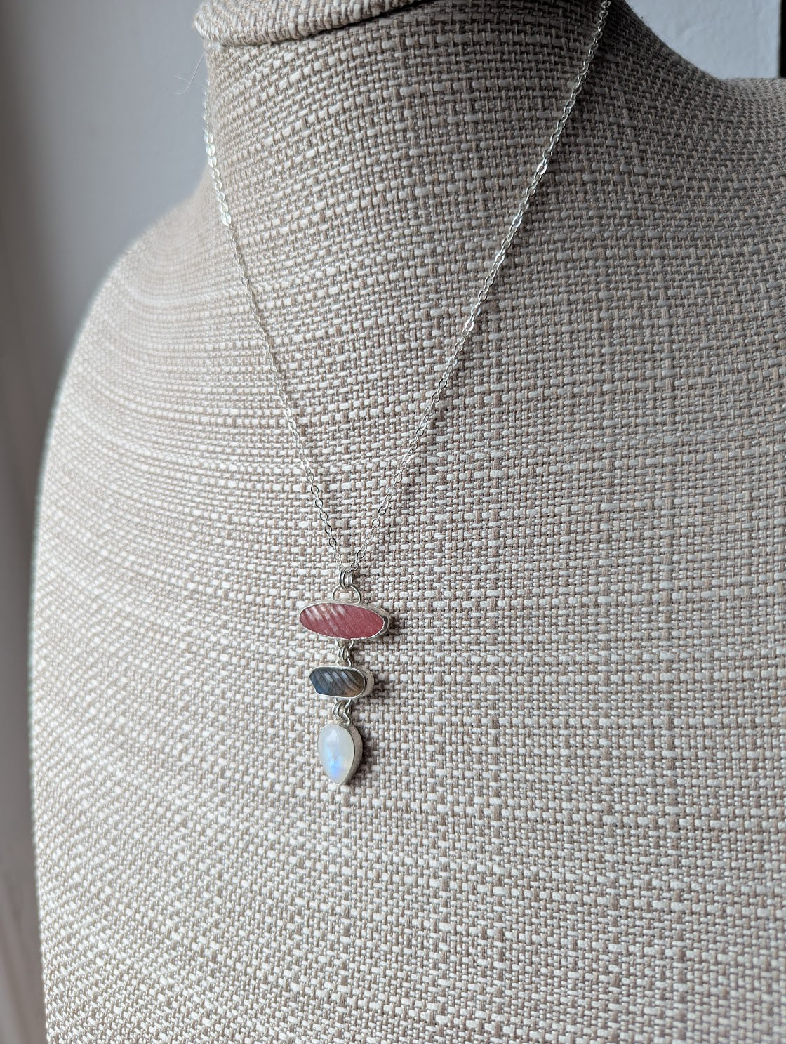 Carved Trio Sterling Silver Necklace