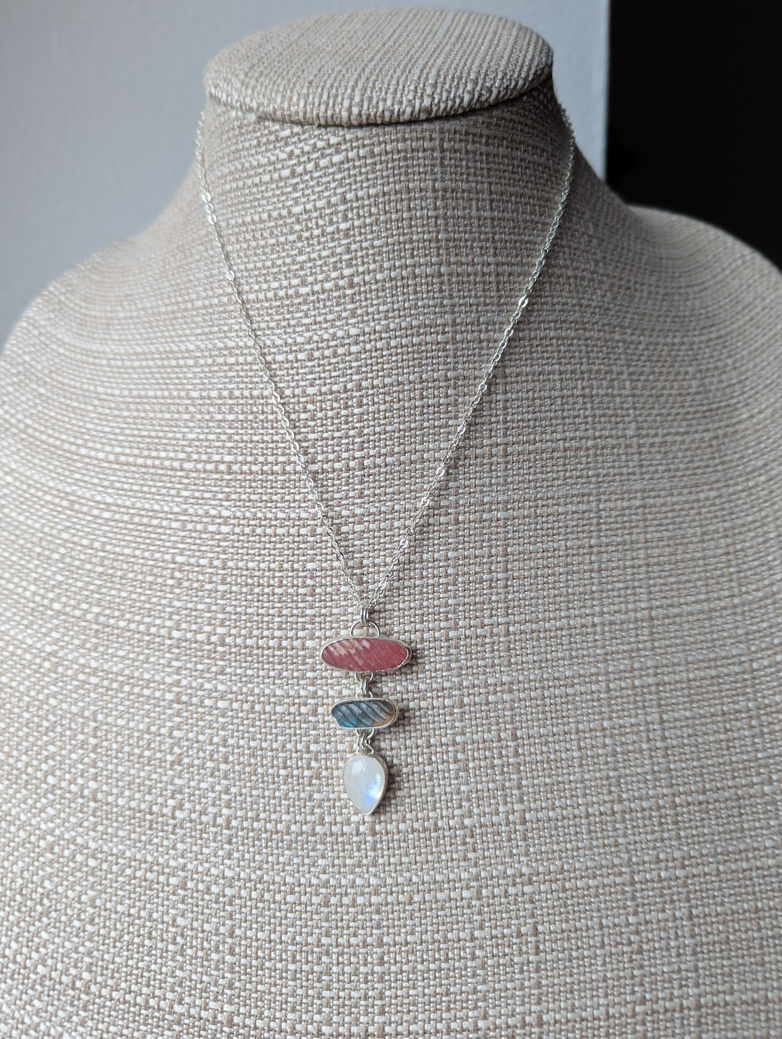 Carved Trio Sterling Silver Necklace