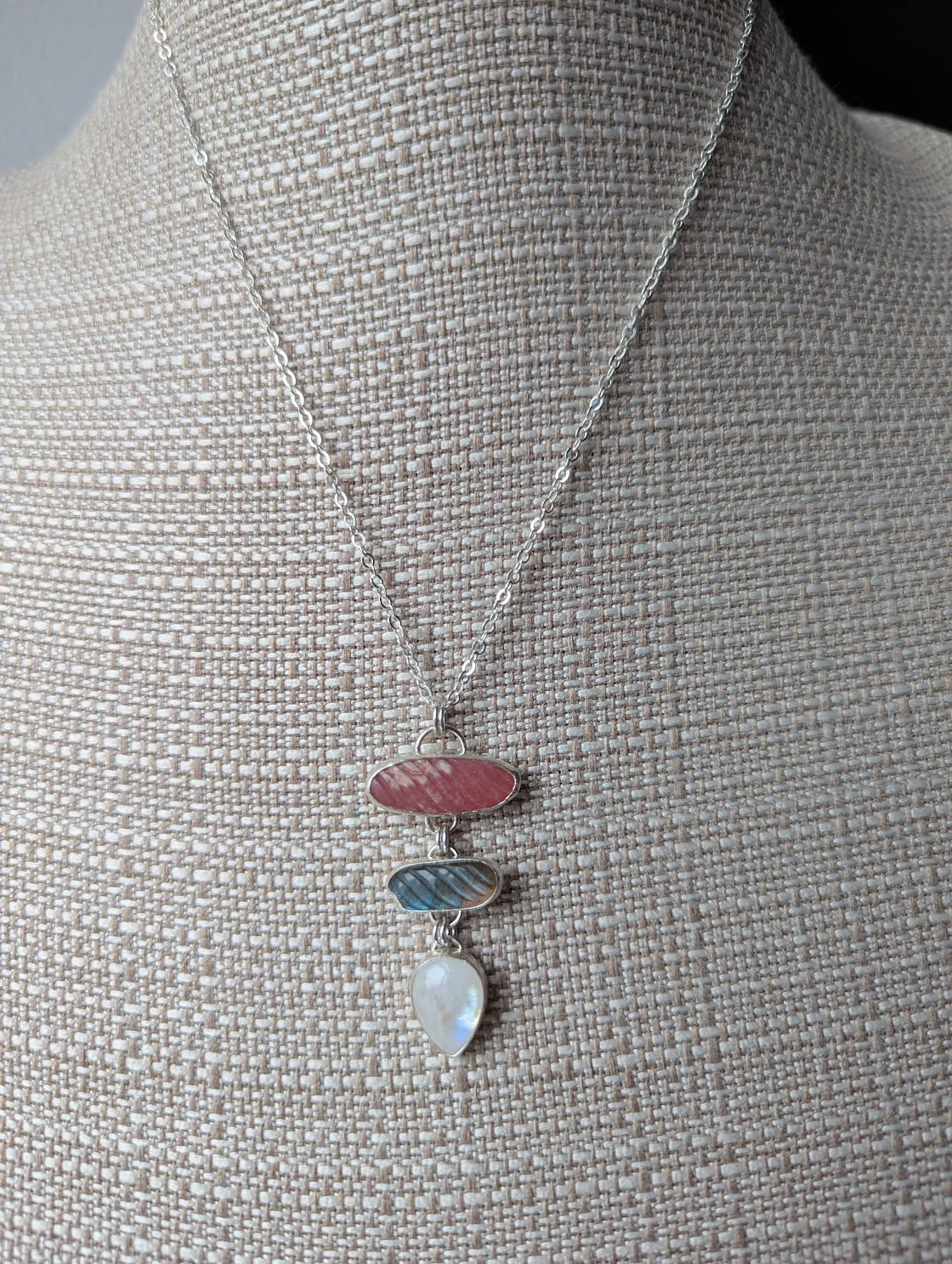 Carved Trio Sterling Silver Necklace