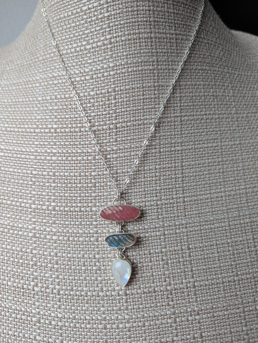Carved Trio Sterling Silver Necklace