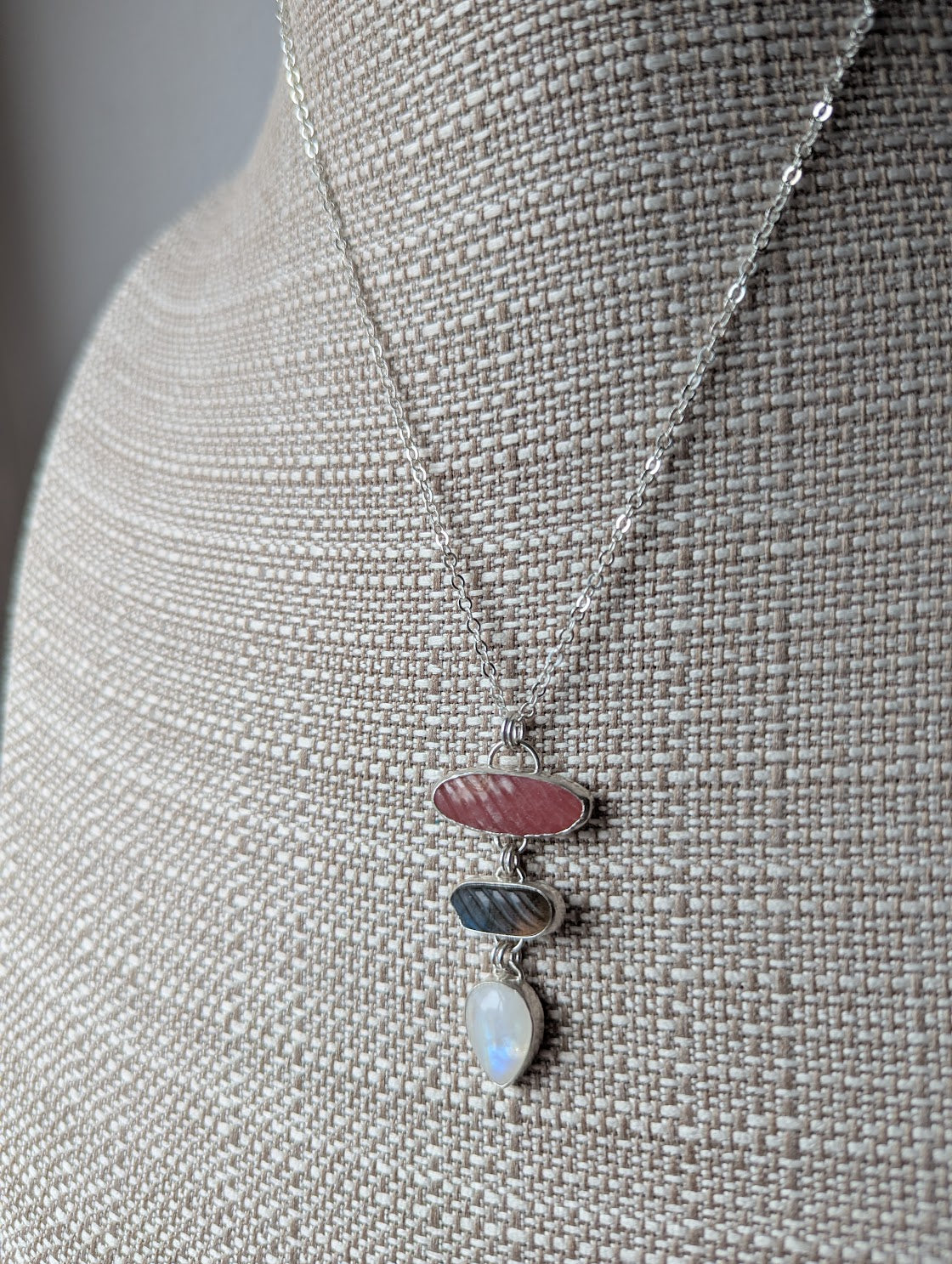 Carved Trio Sterling Silver Necklace
