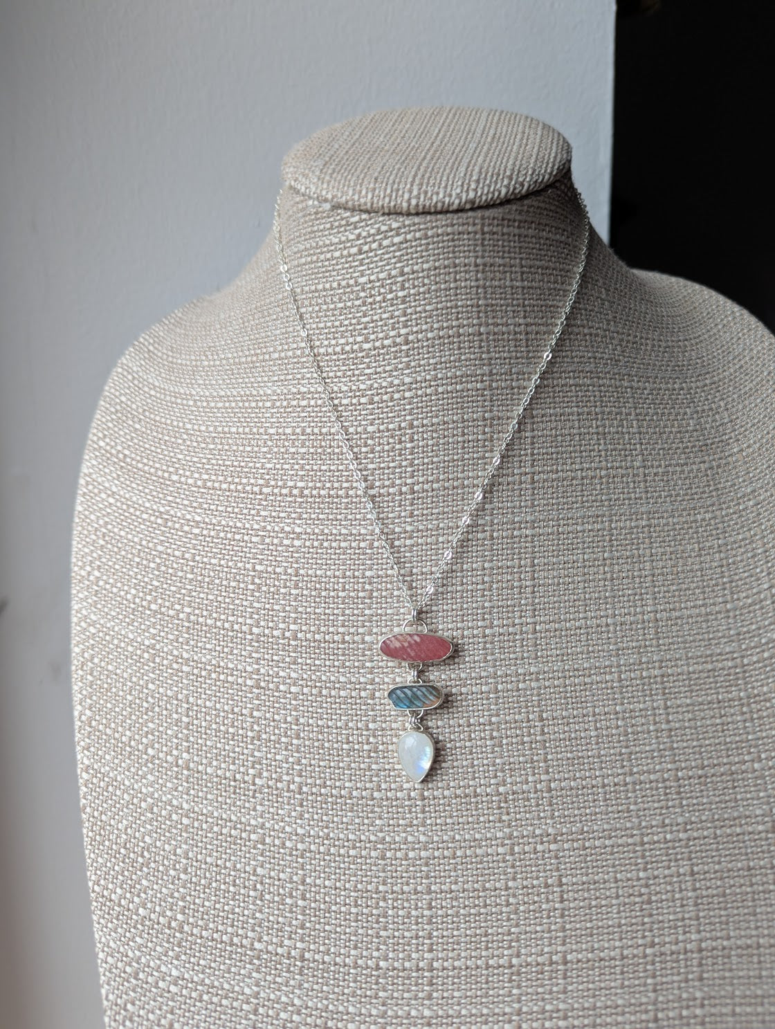 Carved Trio Sterling Silver Necklace
