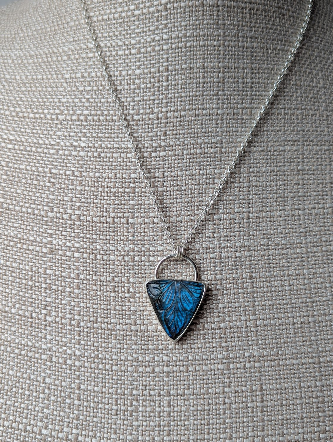 Carved Labradorite Shield Full Circle Sterling Silver Necklace