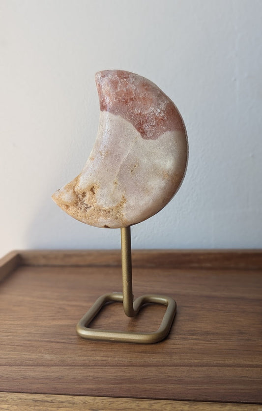 Pink Amethyst Crescent Moon Stand