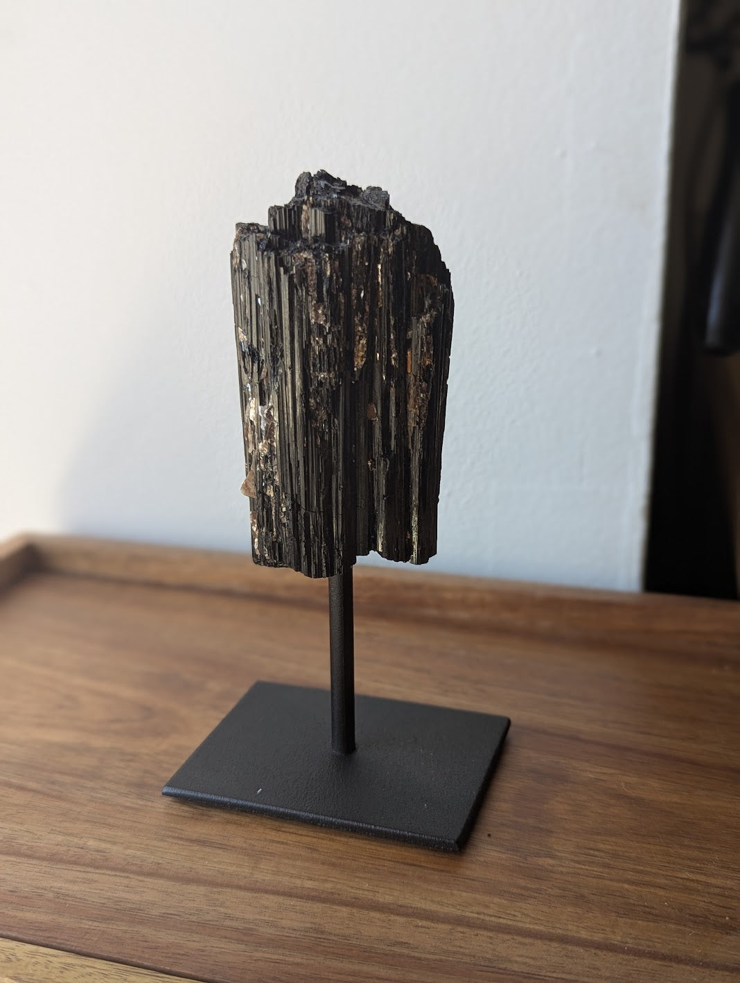Raw Black Tourmaline On Stand
