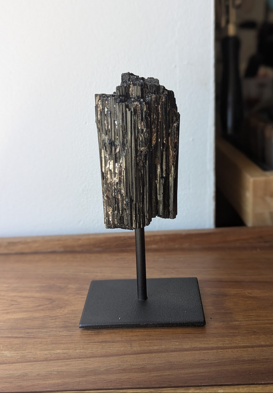 Raw Black Tourmaline On Stand