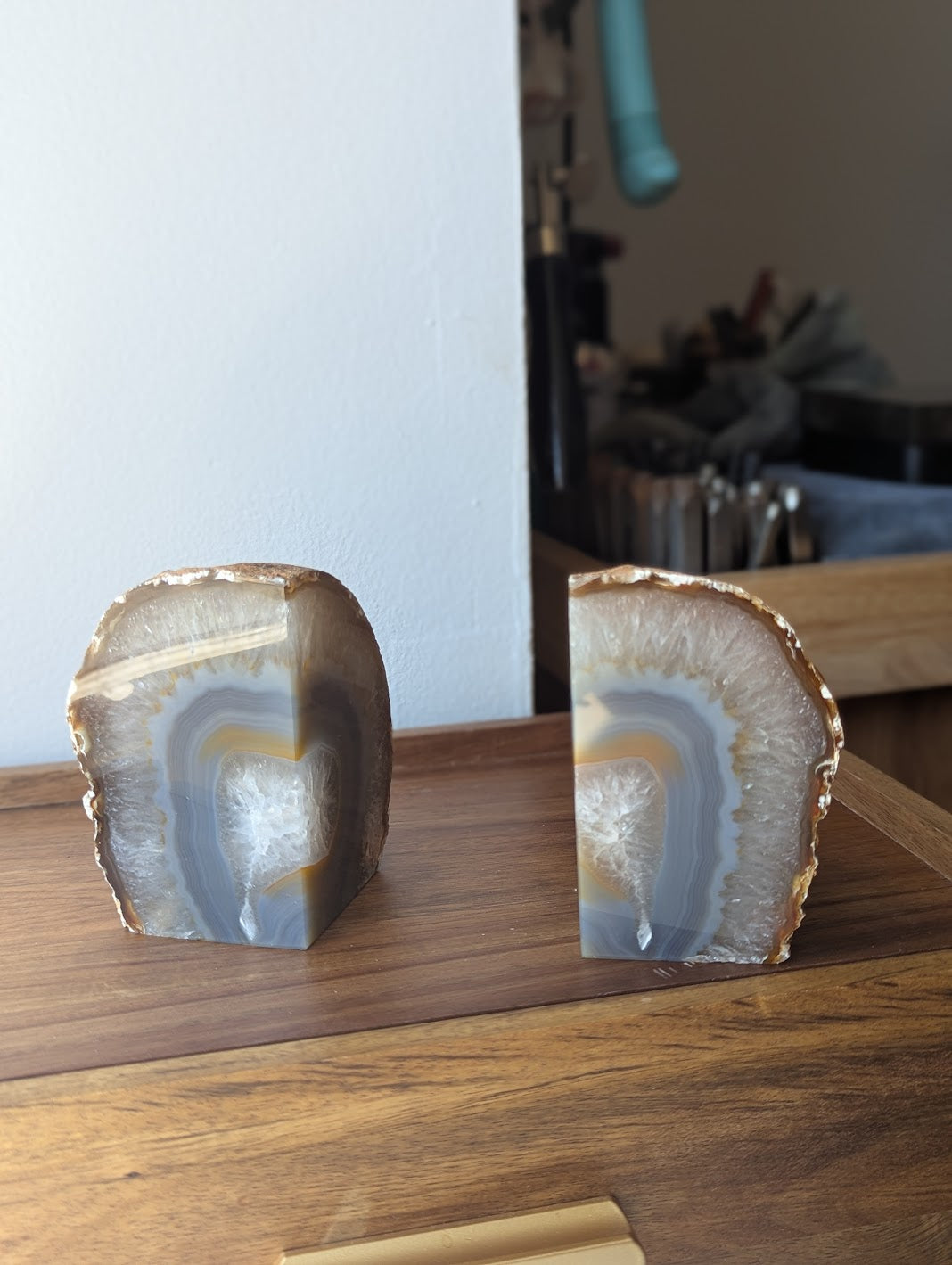 Agate Slice Bookends