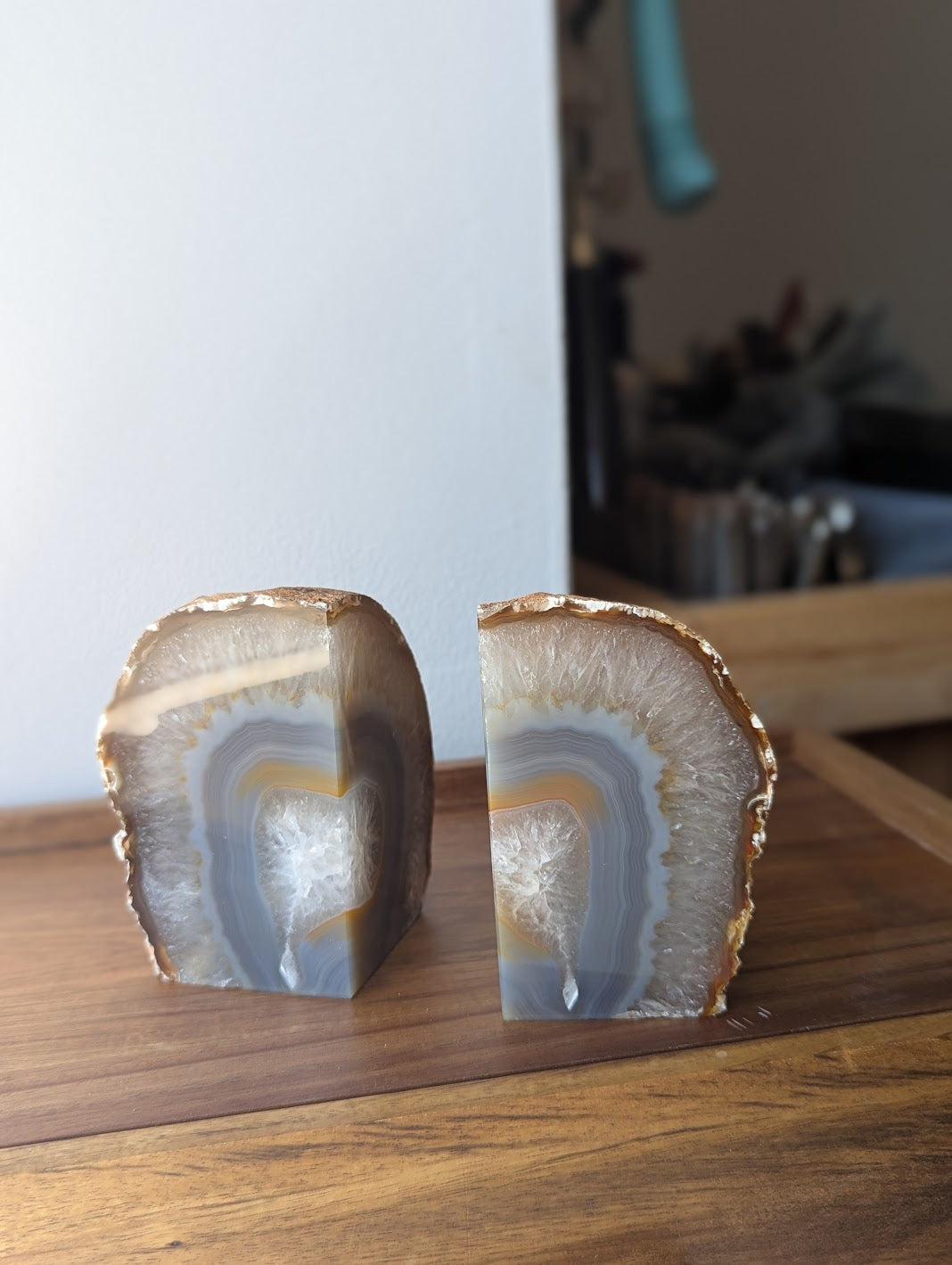 Agate Slice Bookends