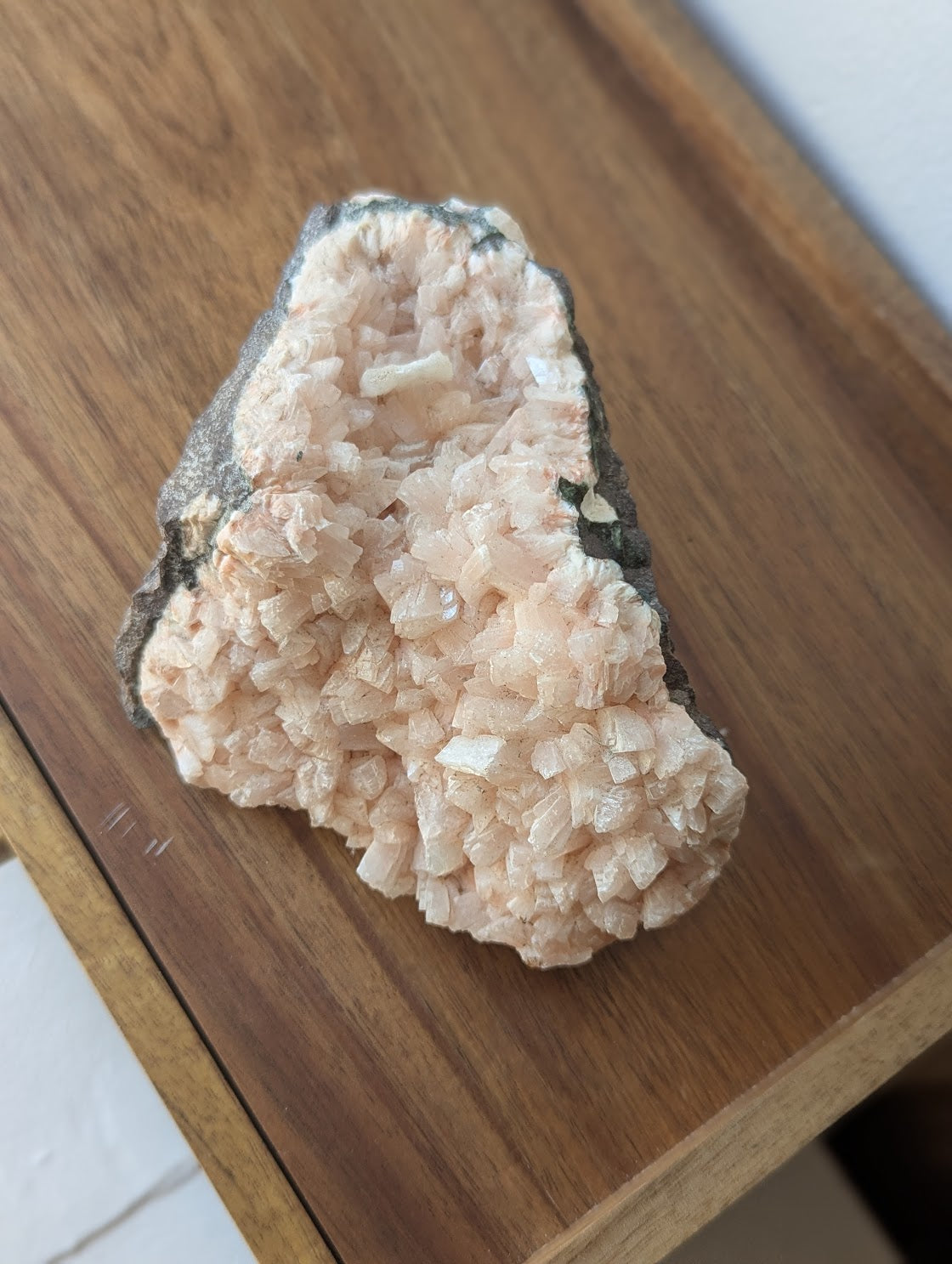 Pink Heulandite in Geode Mineral Specimen