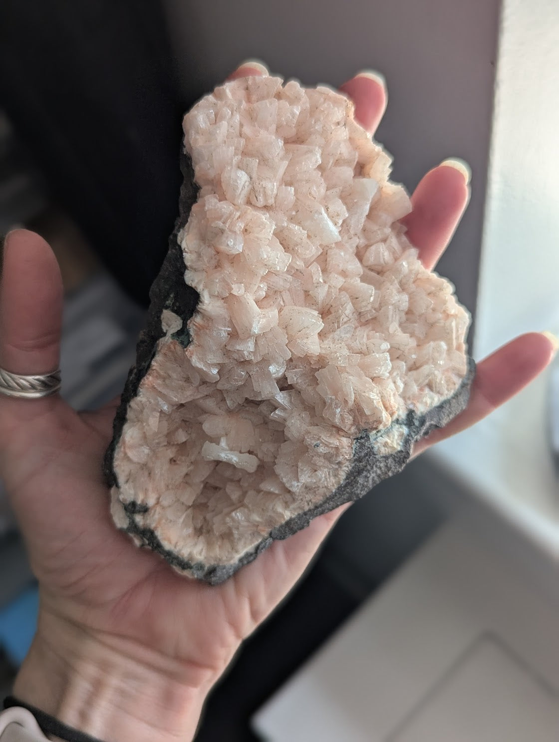 Pink Heulandite in Geode Mineral Specimen