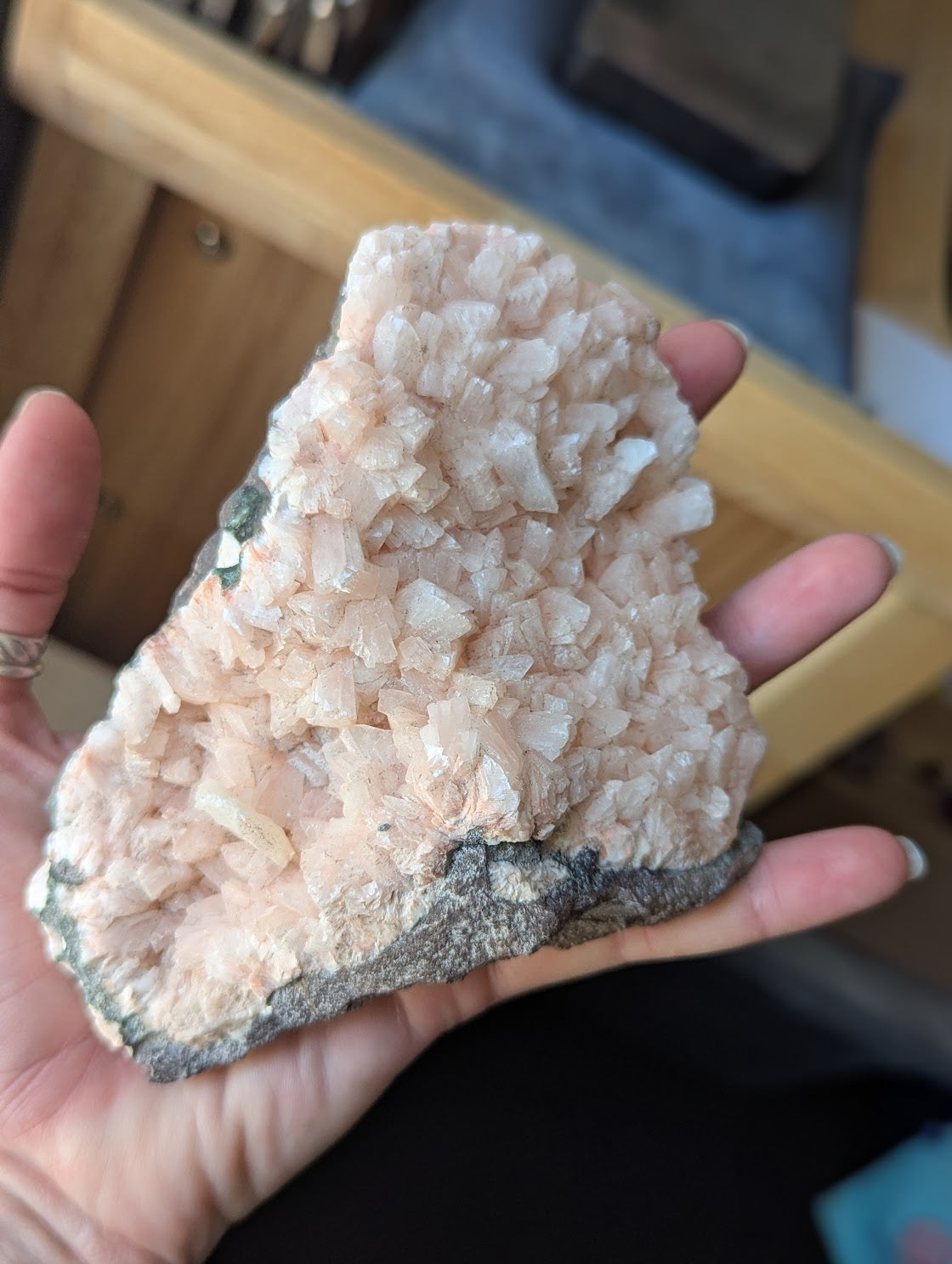 Pink Heulandite in Geode Mineral Specimen