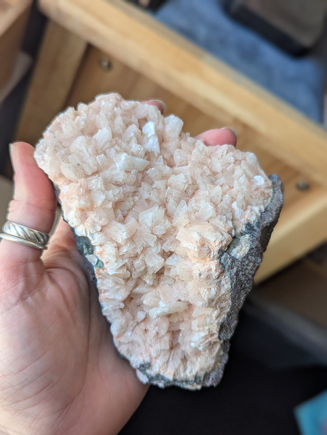 Pink Heulandite in Geode Mineral Specimen