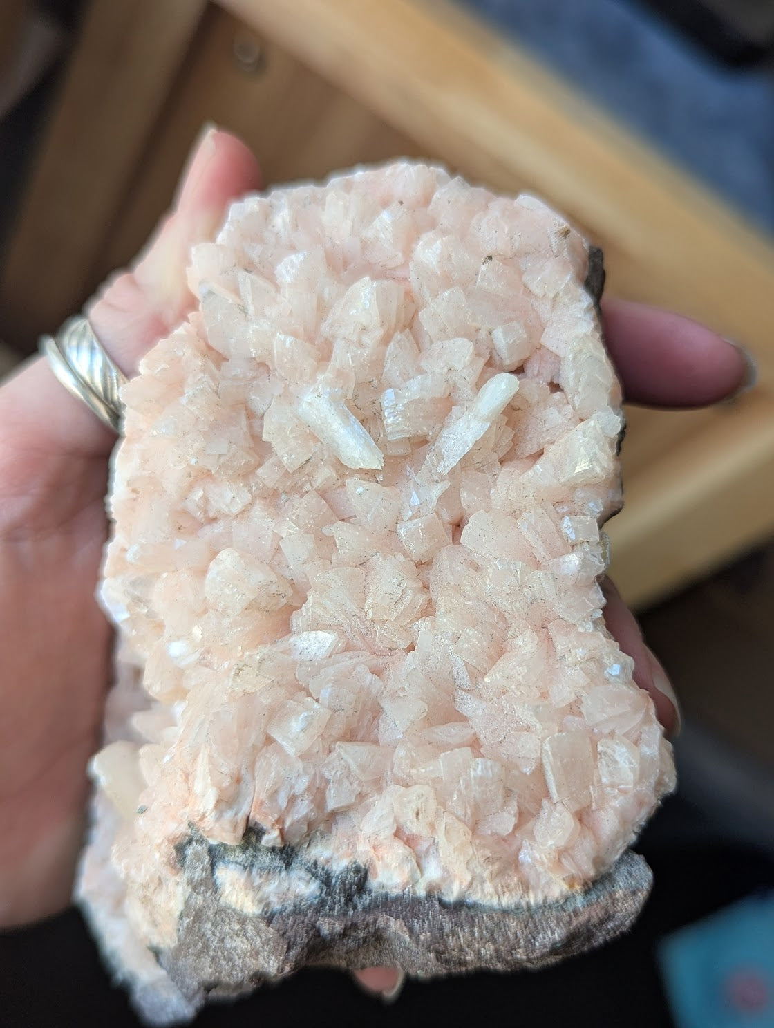 Pink Heulandite in Geode Mineral Specimen