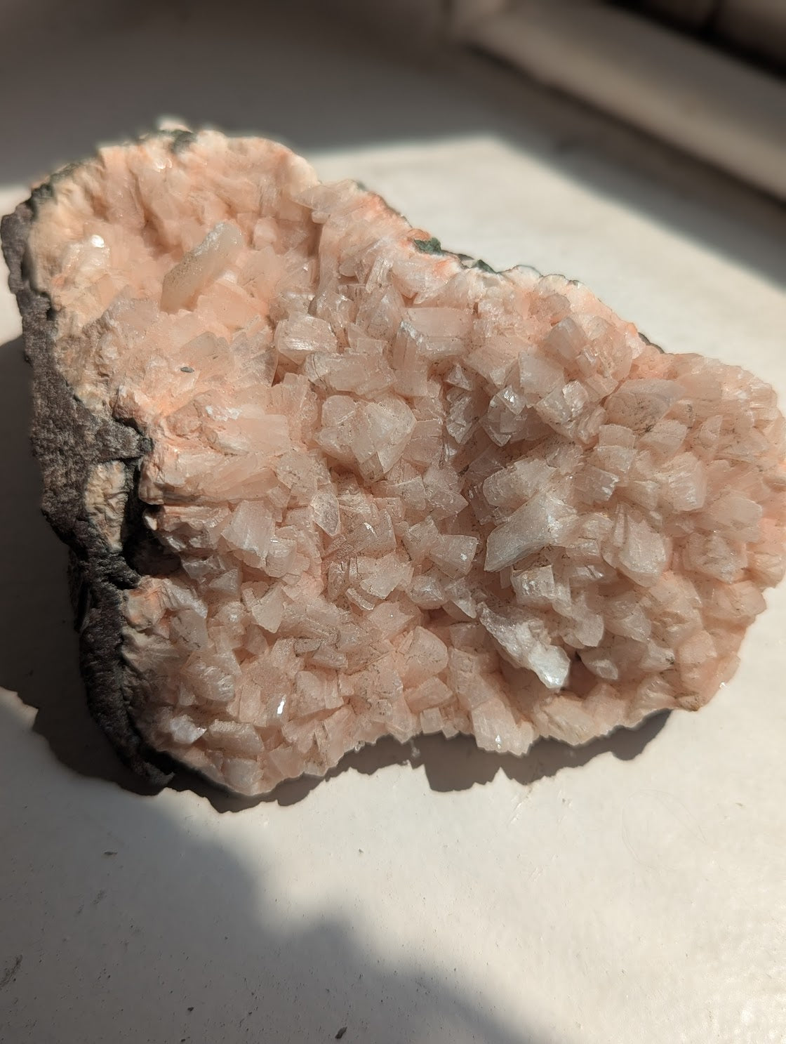 Pink Heulandite in Geode Mineral Specimen