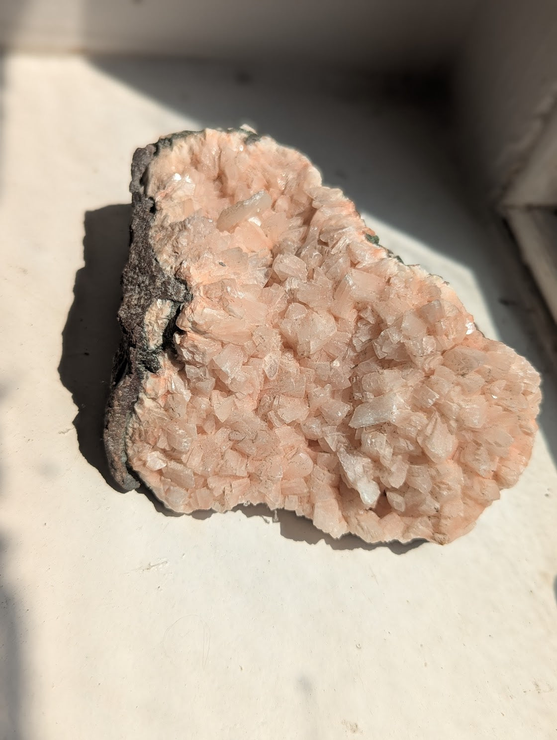 Pink Heulandite in Geode Mineral Specimen