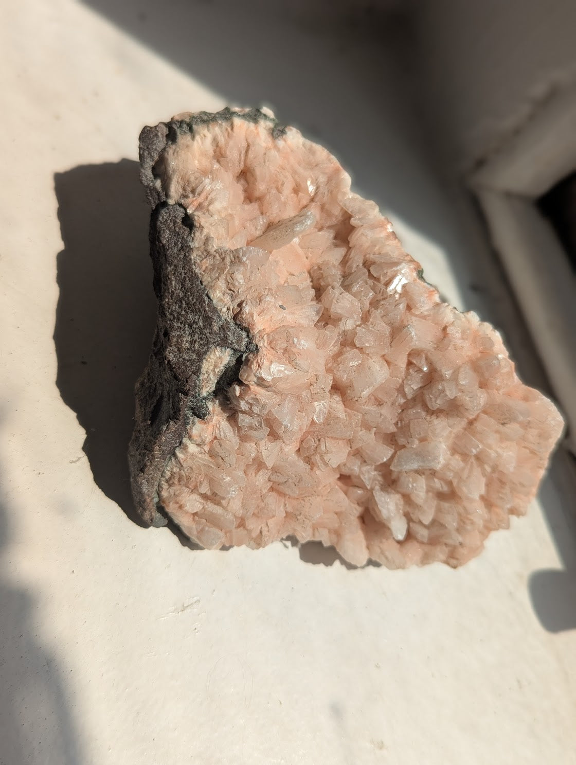 Pink Heulandite in Geode Mineral Specimen