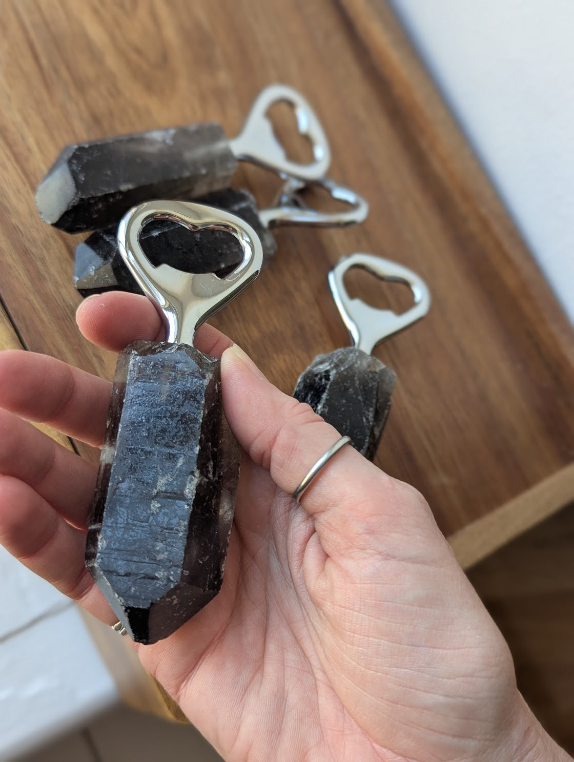 Raw Smoky Quartz Bottle Opener