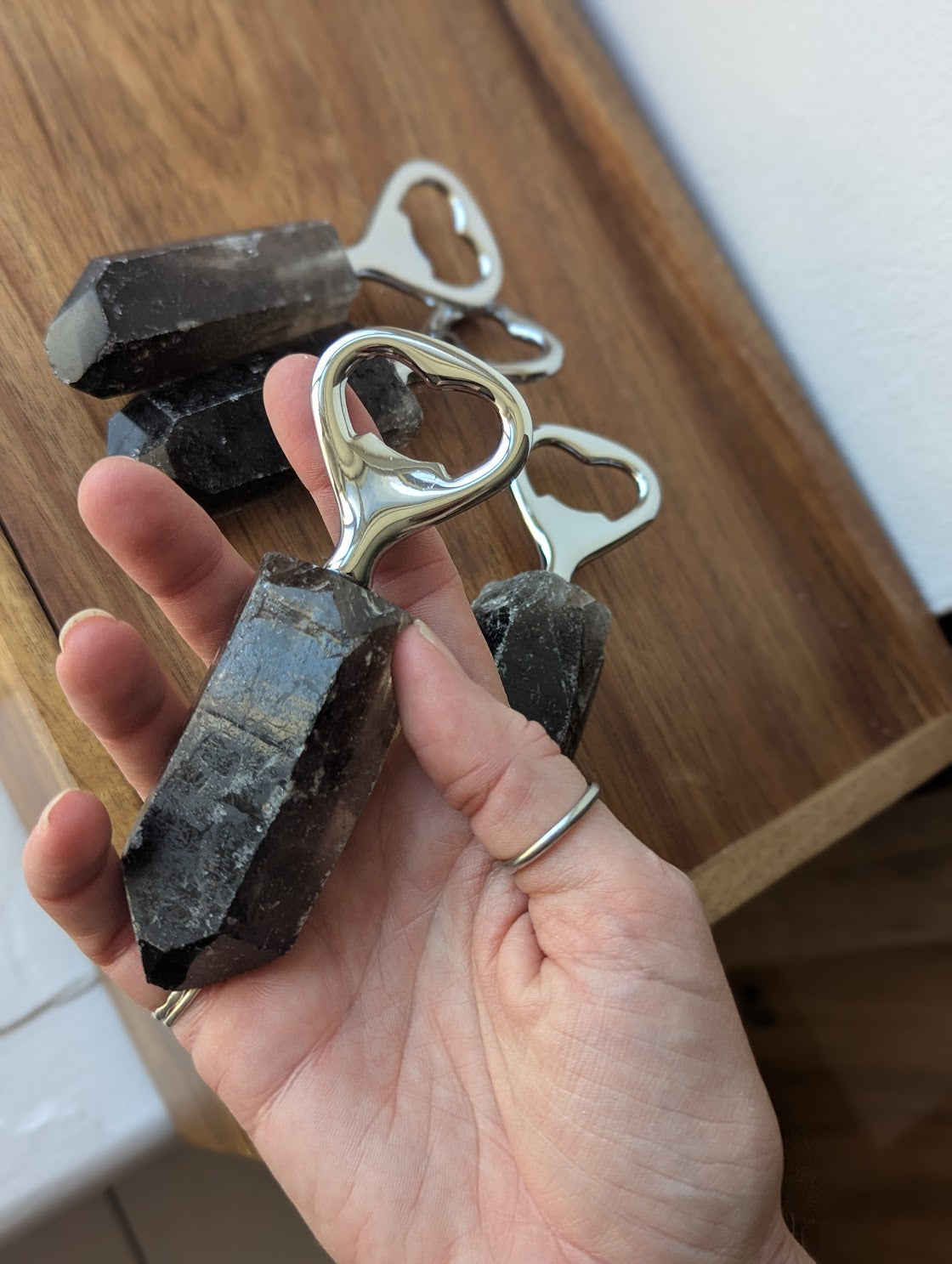 Raw Smoky Quartz Bottle Opener