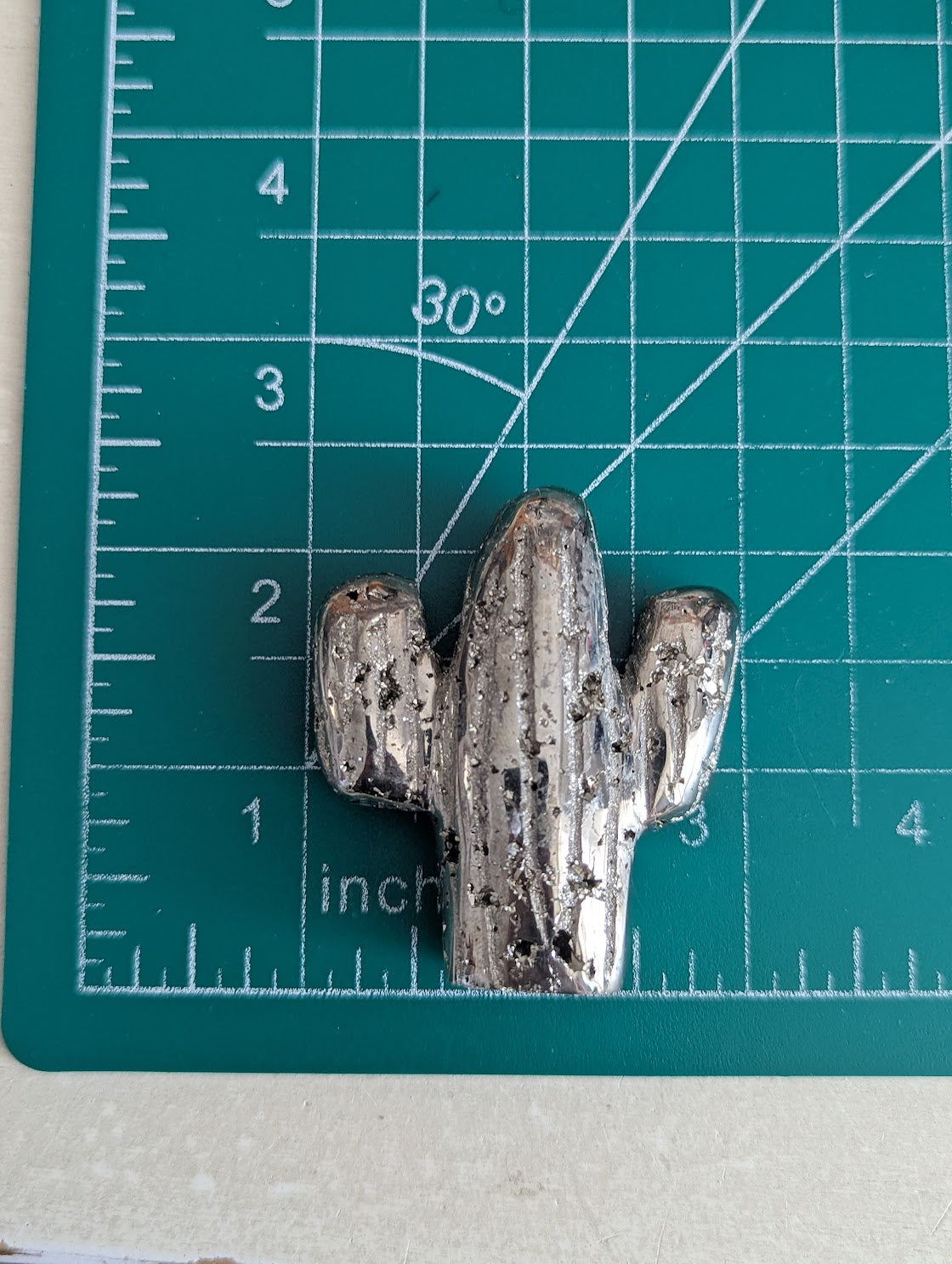 Hand Carved Pyrite Cactus Decor